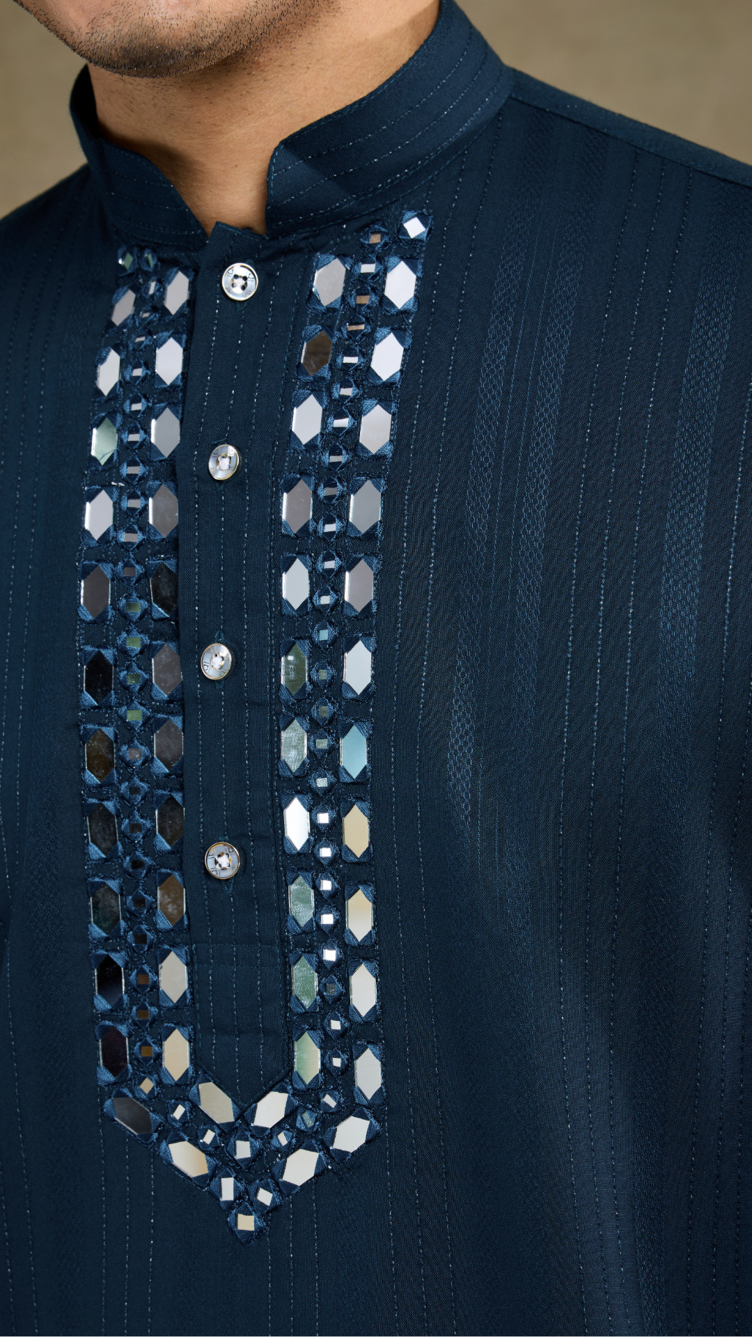 Teal Blue Viscose Rayon Kurta with Mirror Work