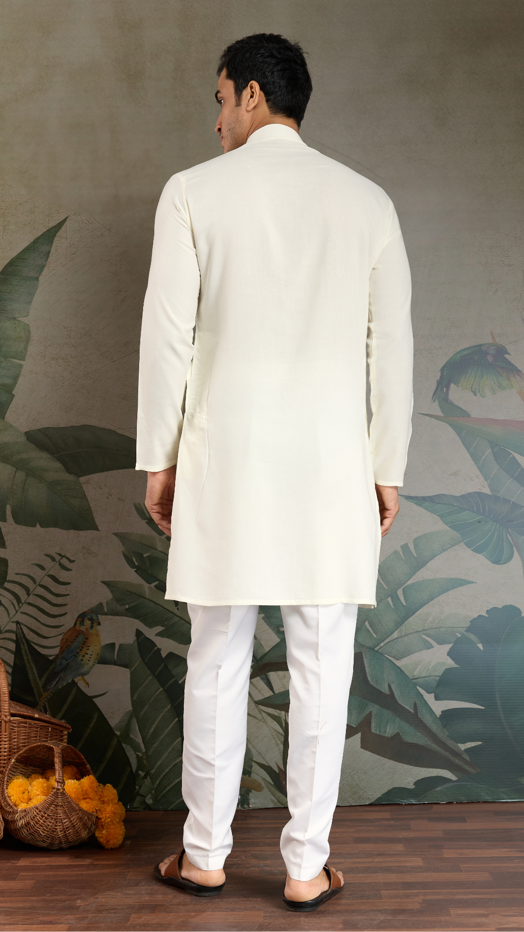 Wedding Special White Mirror Work Kurta with Dupatta for Men