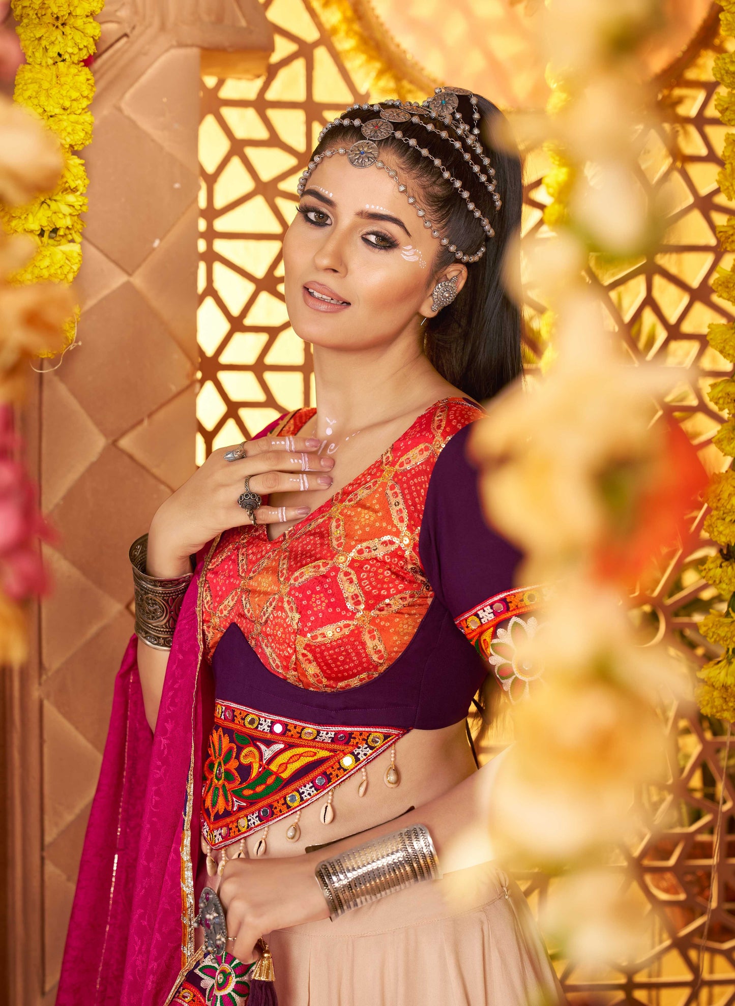 Designer Beige Ready to Wear Chaniya Choli for Navratri