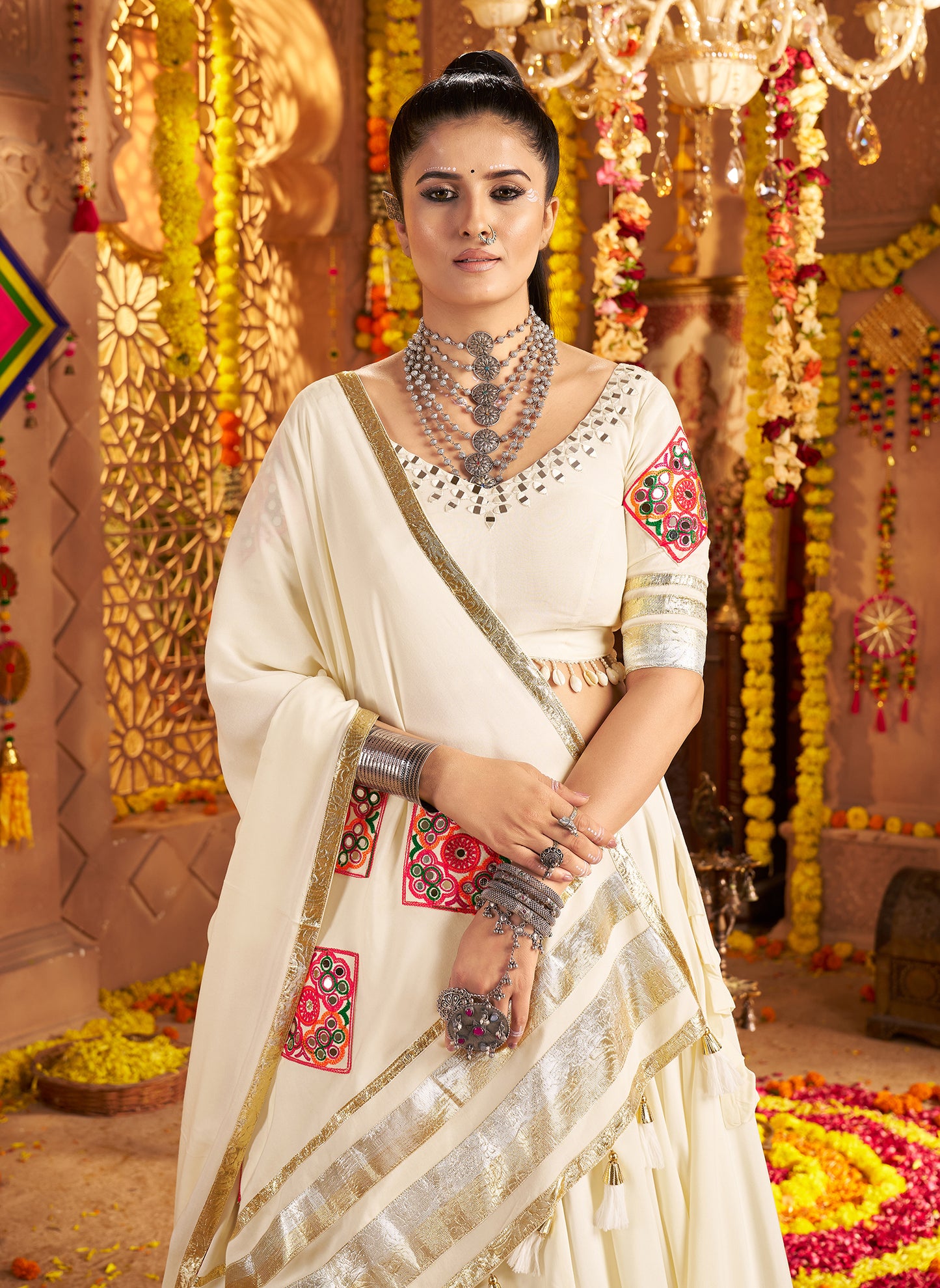 White Traditional Navratri Chaniya Choli Collection