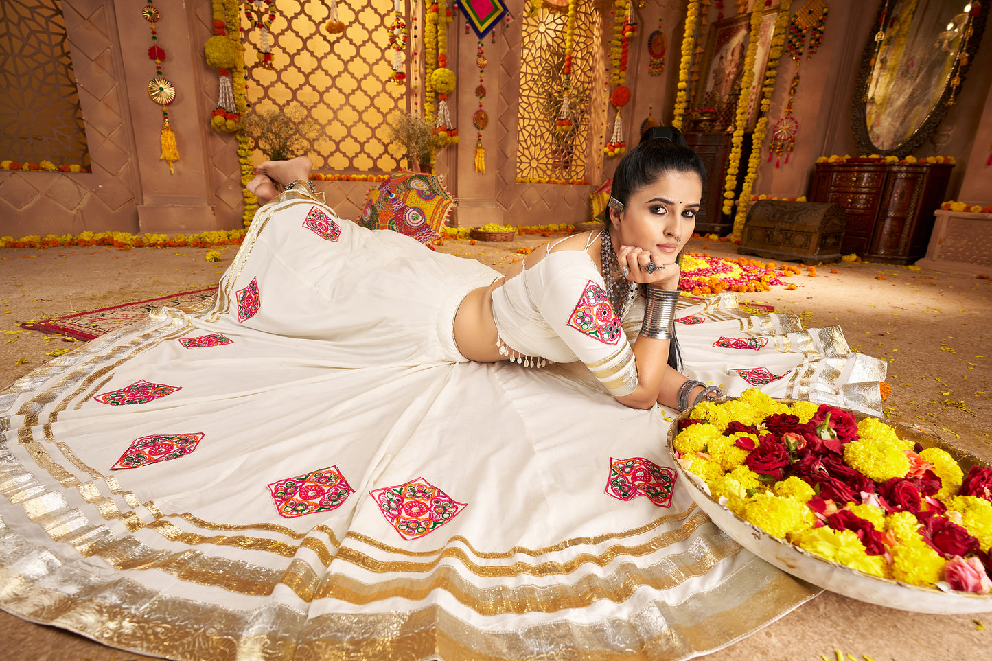 White Traditional Navratri Chaniya Choli Collection