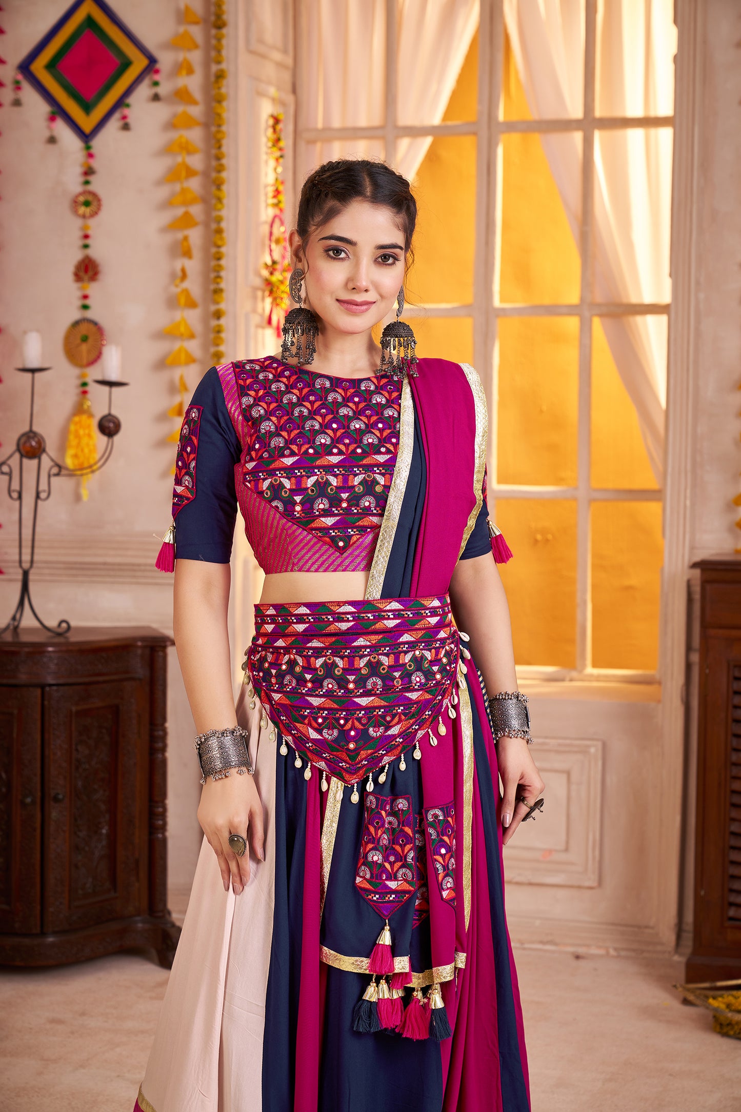 Multi Color Viscose Cotton Navratri Chaniya Choli