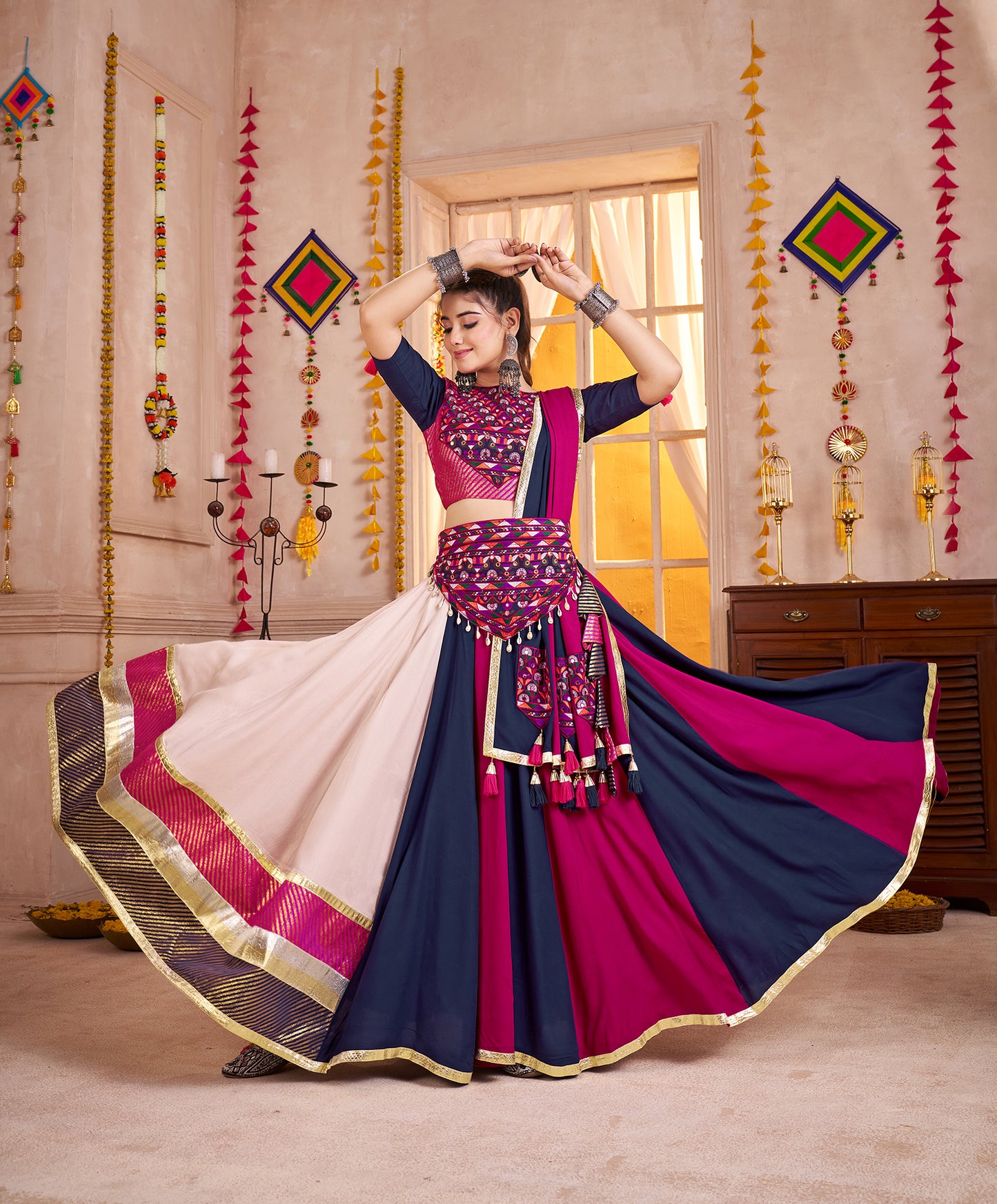 Multi Color Viscose Cotton Navratri Chaniya Choli