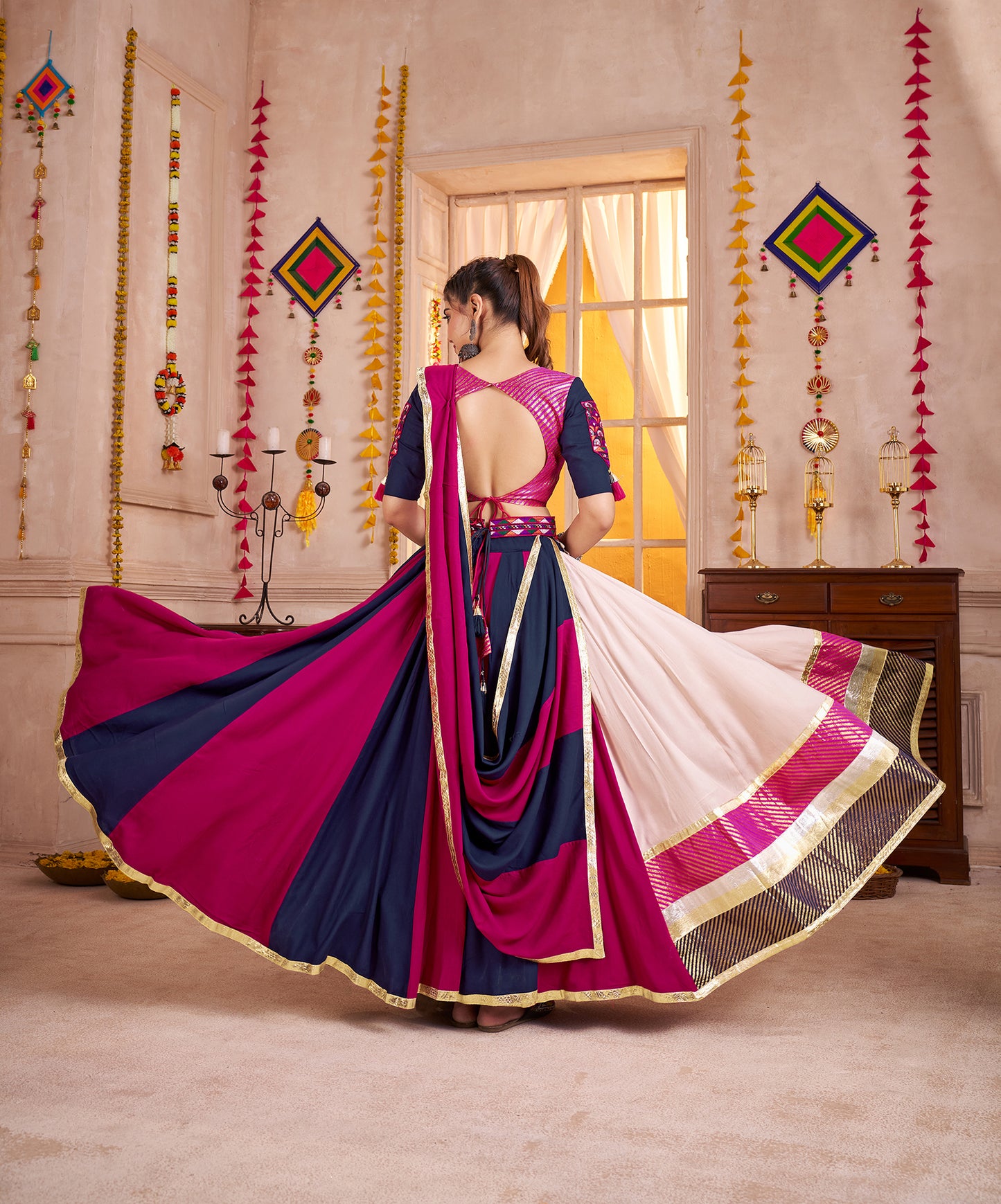 Multi Color Viscose Cotton Navratri Chaniya Choli