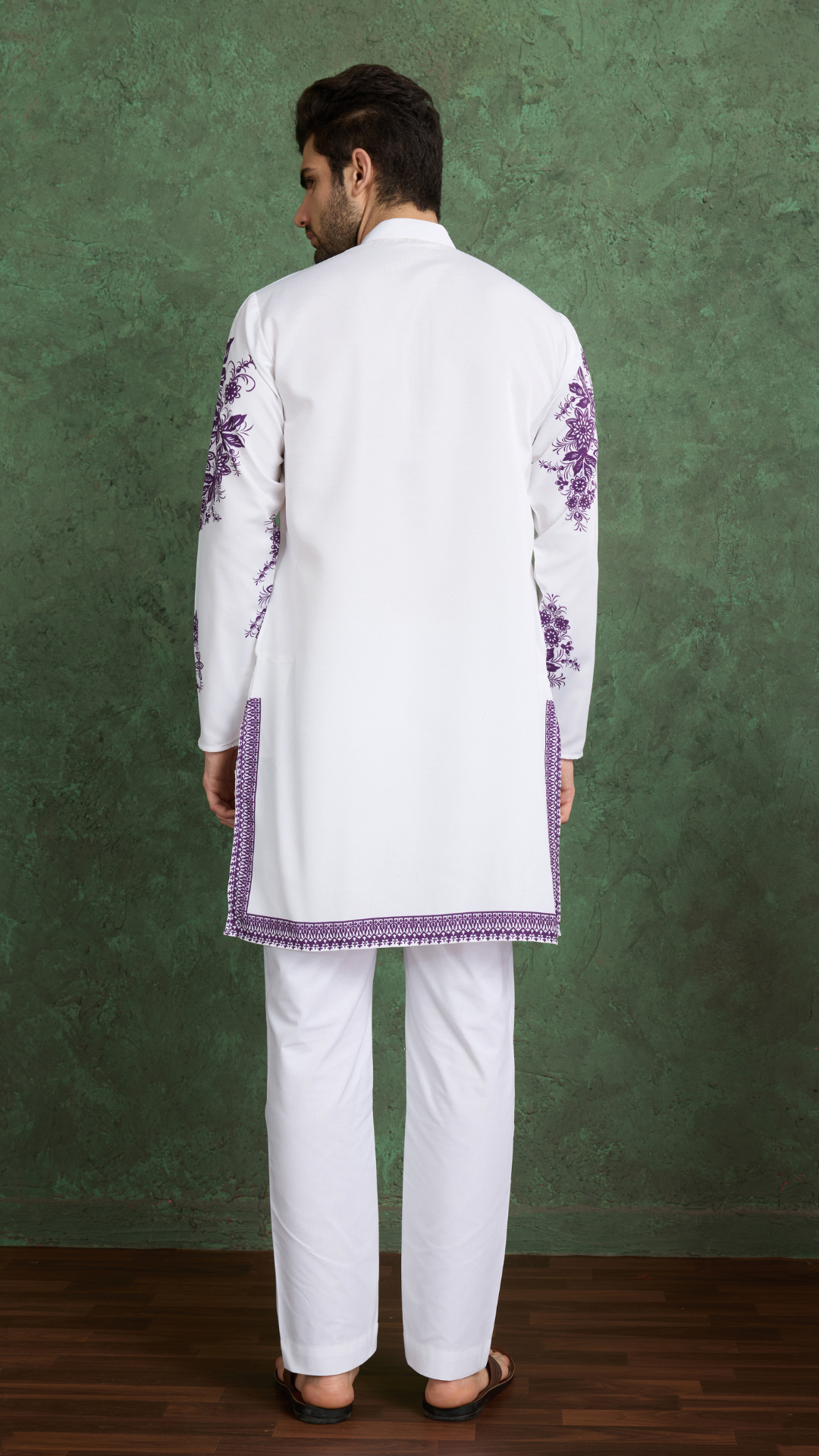 Purple Color Digital Printed Gents Kurta Pyjama
