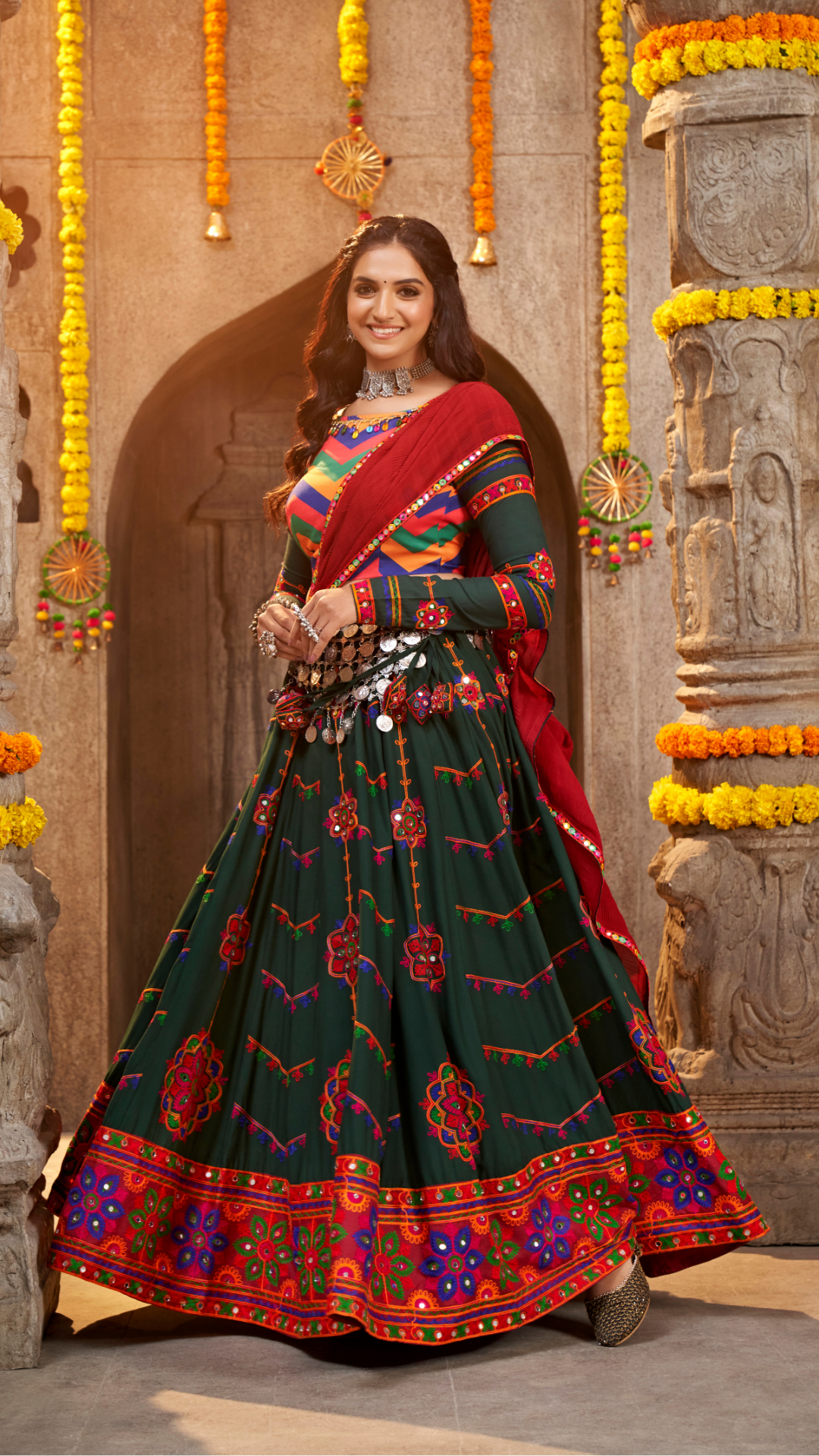 Green Embroidered Perfect Beautiful Navratri Special Chaniya Choli
