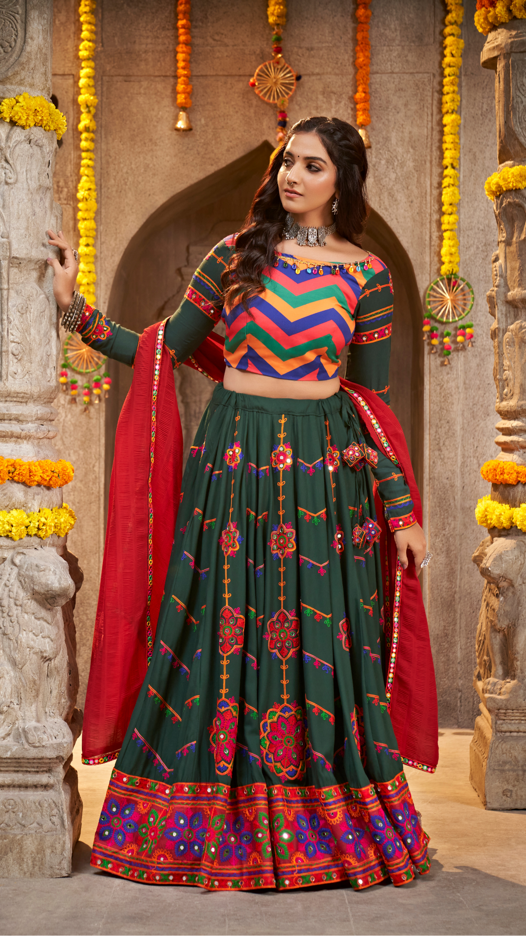 Green Embroidered Perfect Beautiful Navratri Special Chaniya Choli