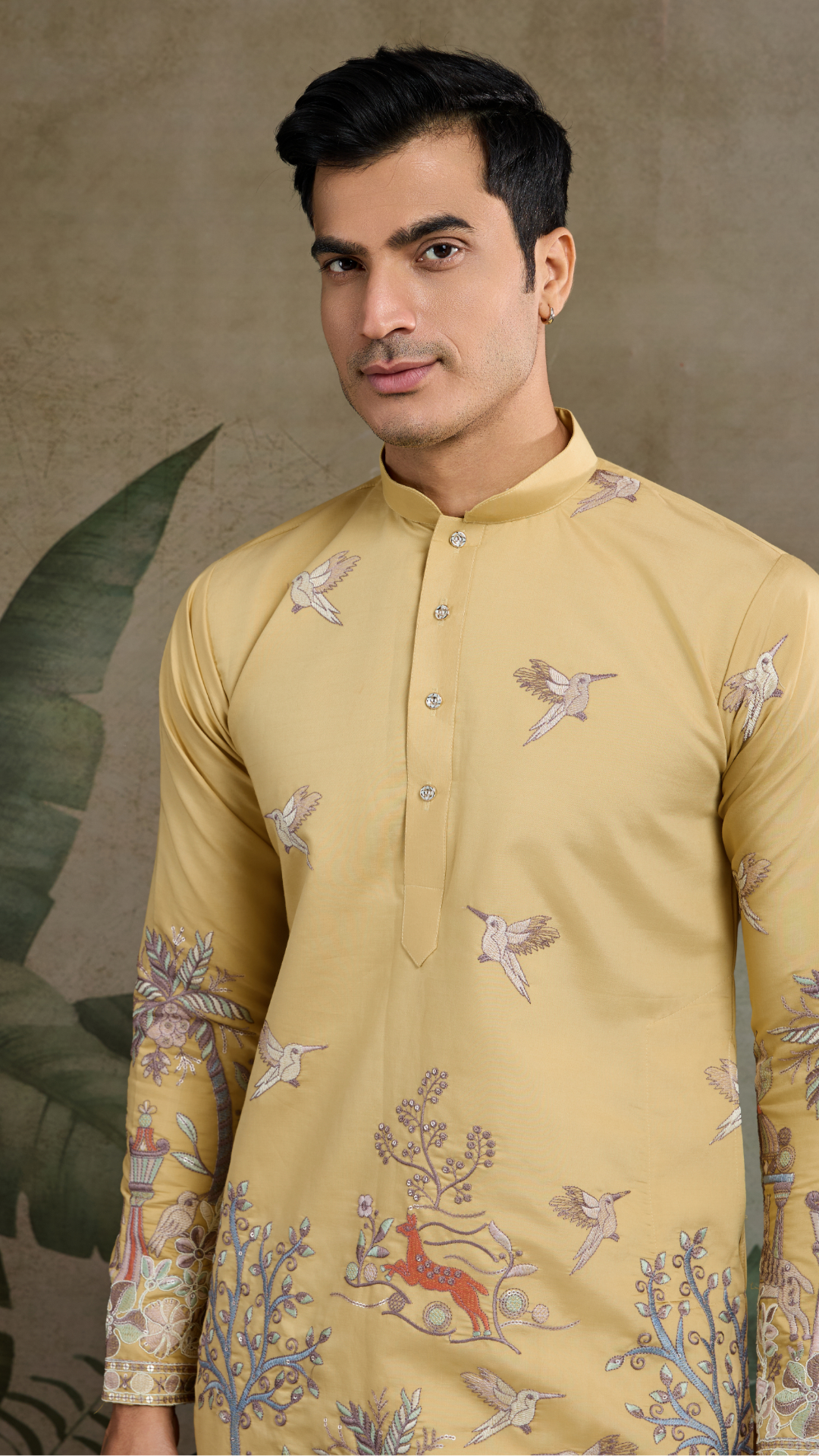 Yellow Viscose Silk Mens kurta for haldi ceremony