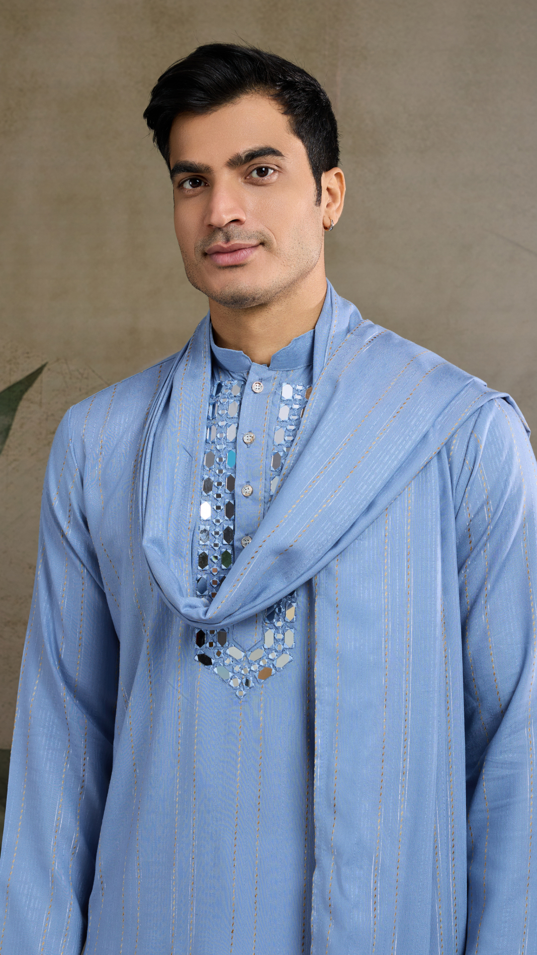 Light Blue Mirror Work Kurta – Elegant & Stylish