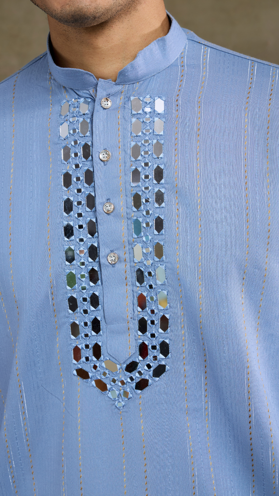 Light Blue Mirror Work Kurta – Elegant & Stylish
