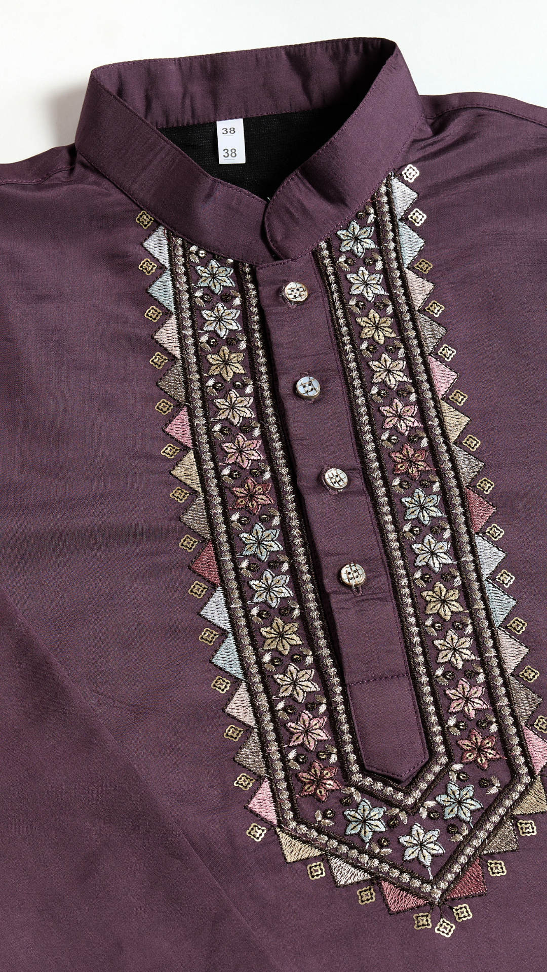 Rust Purple Open Koti Style Kurta Pajama Set for Men