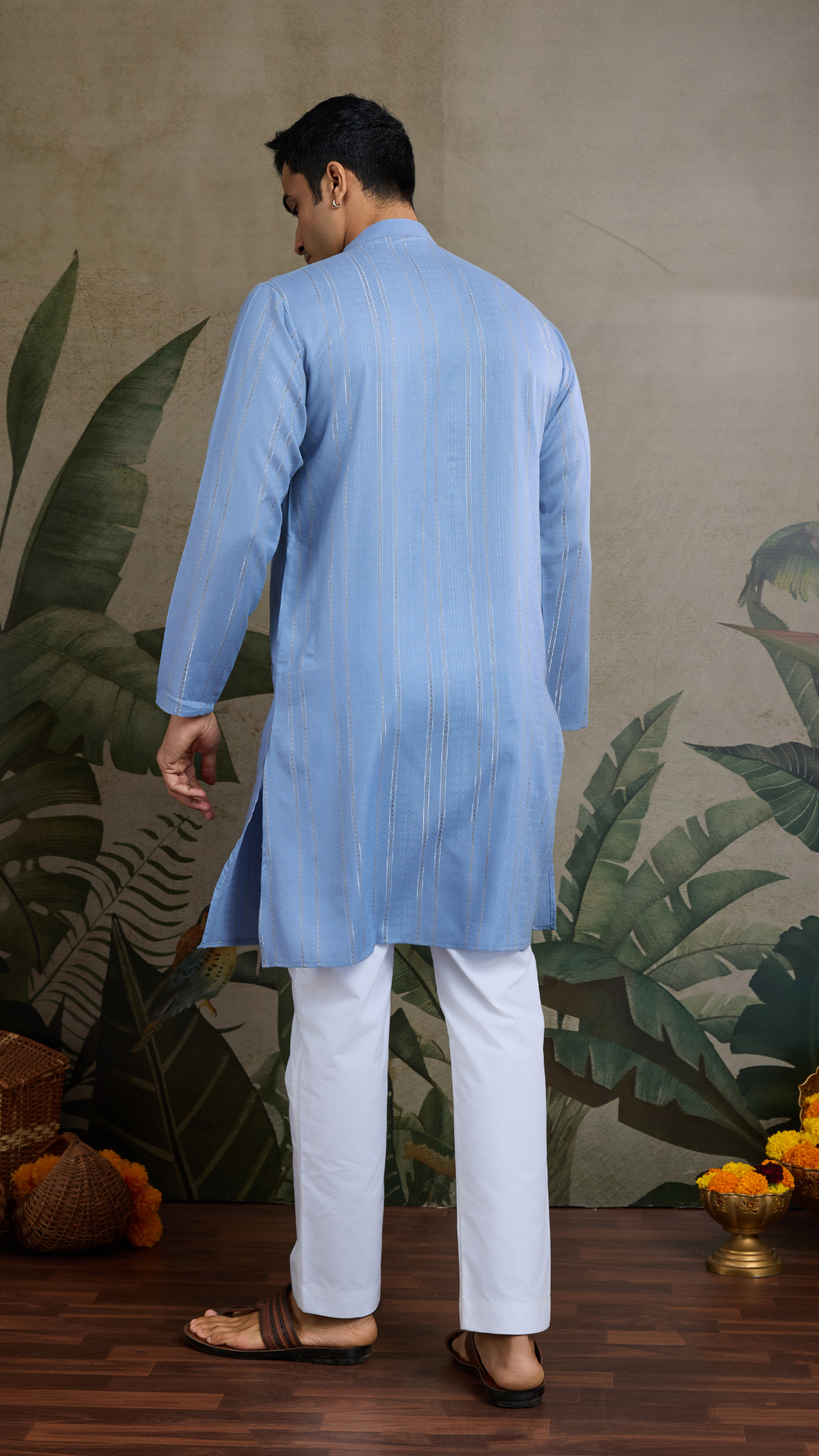 Light Blue Mirror Work Kurta – Elegant & Stylish