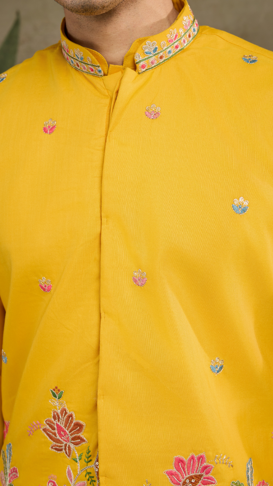 Designer Yellow Cotton Kurta with Koti Jacket Online