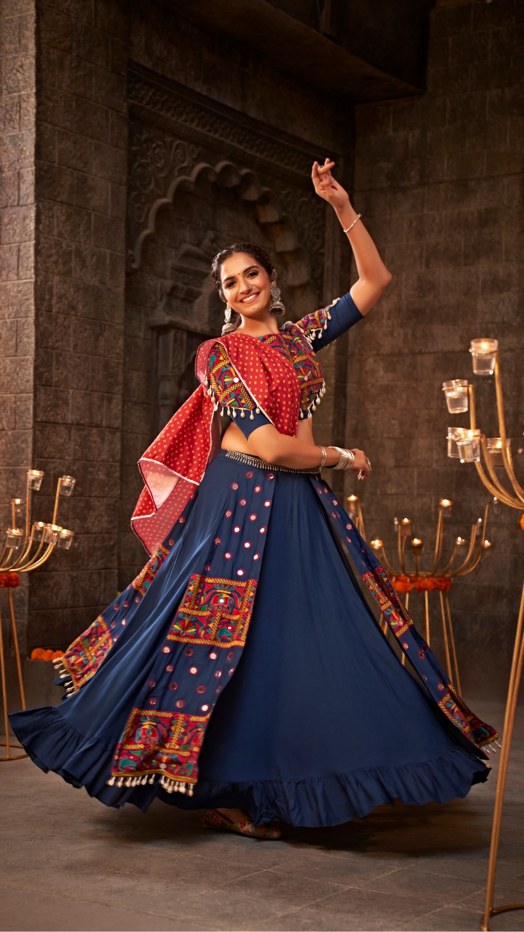 Blue Thread Embroidered Chaniya Choli of Navratri