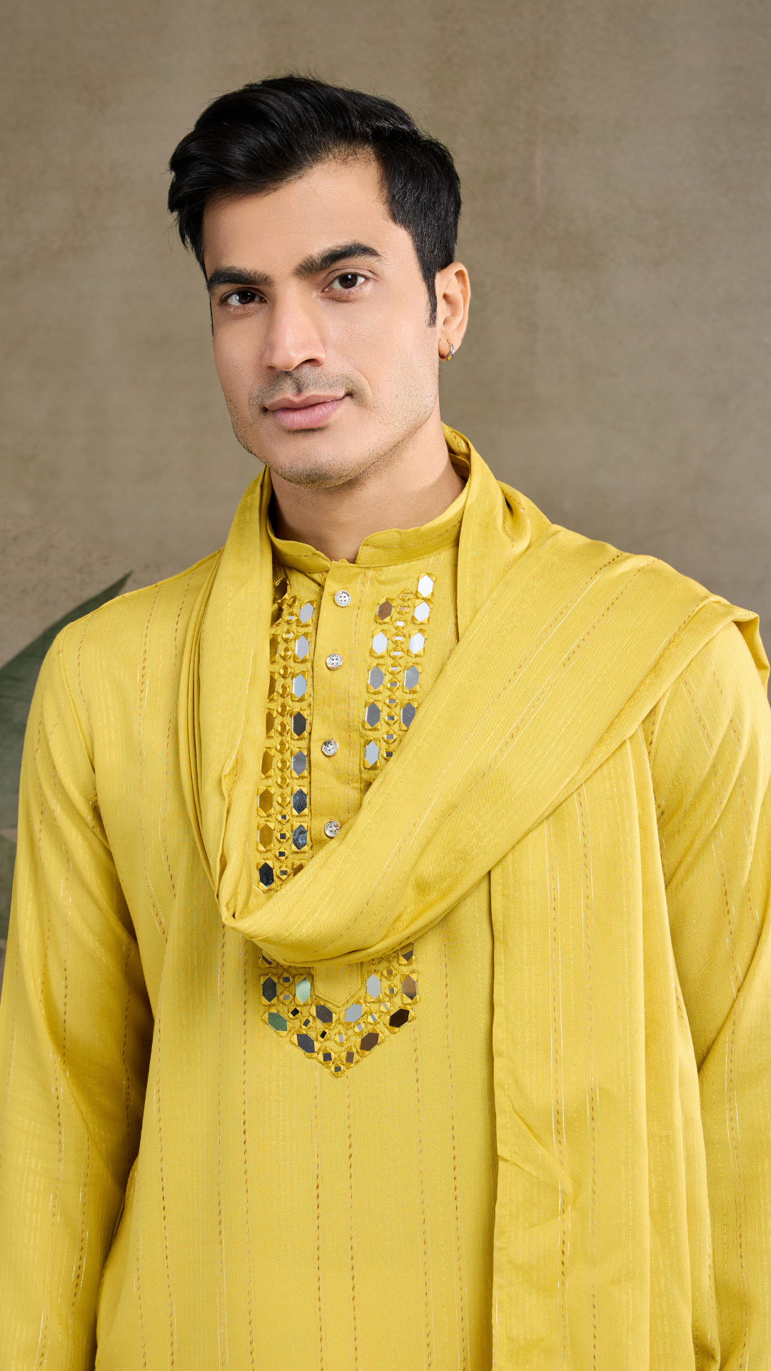 Stylish Look Perfect Haldi Yellow Color Men's Kurta with Dupatta