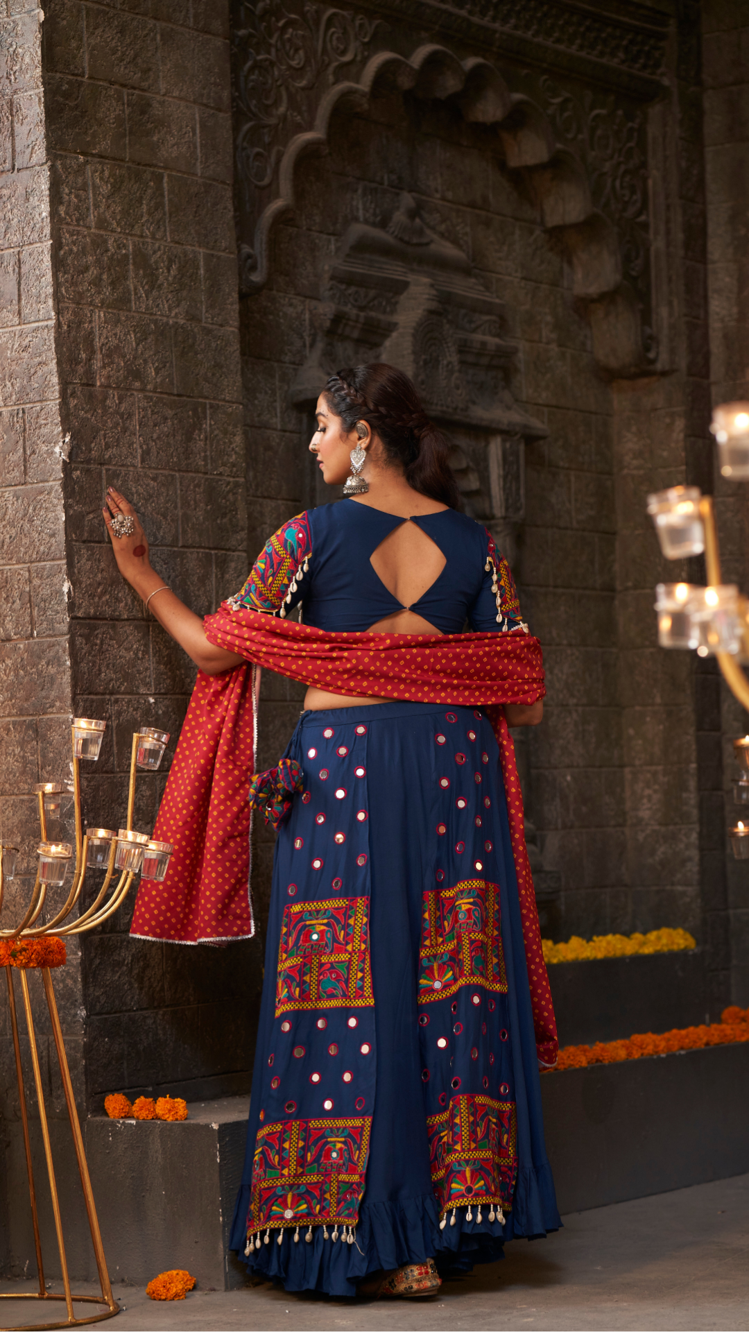 Blue Thread Embroidered Chaniya Choli of Navratri