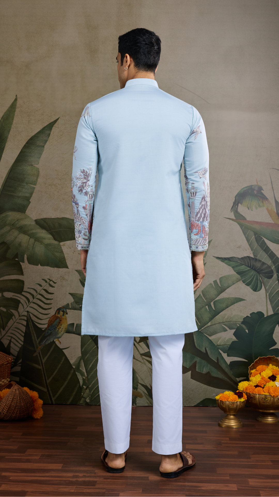 Traditional Sky Blue Wedding designer kurta for men usa