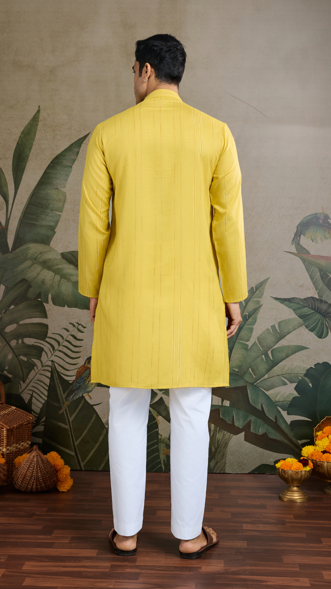 Stylish Look Perfect Haldi Yellow Color Men's Kurta with Dupatta