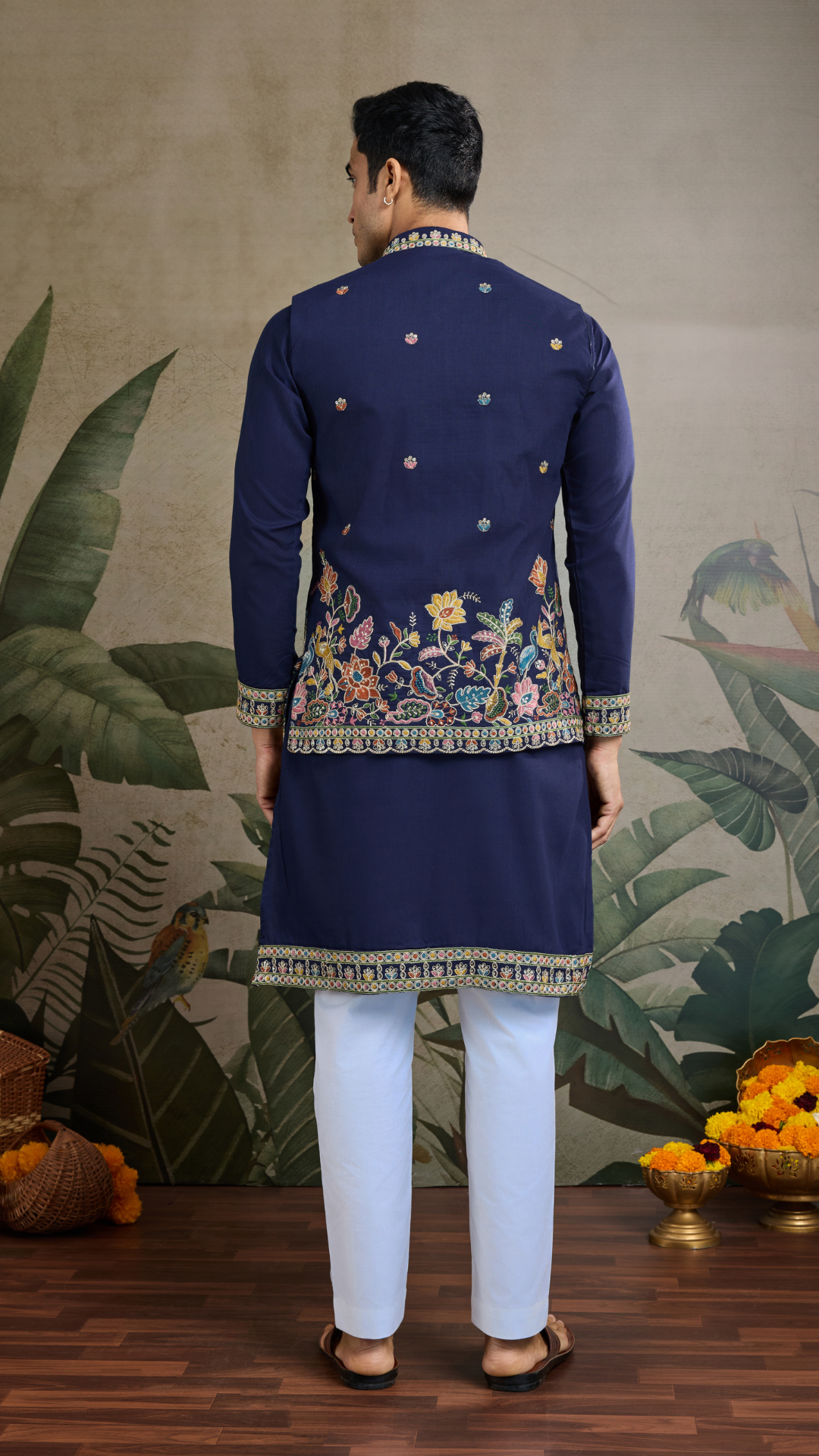 Stylish Navy Men's Kurta Koti Set – Elegant & Trendy