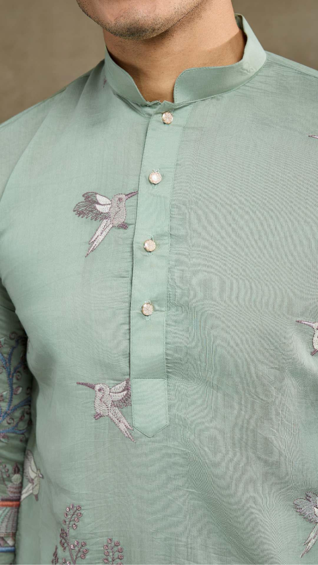 Premium Pista Green Viscose Silk party wear kurta for men