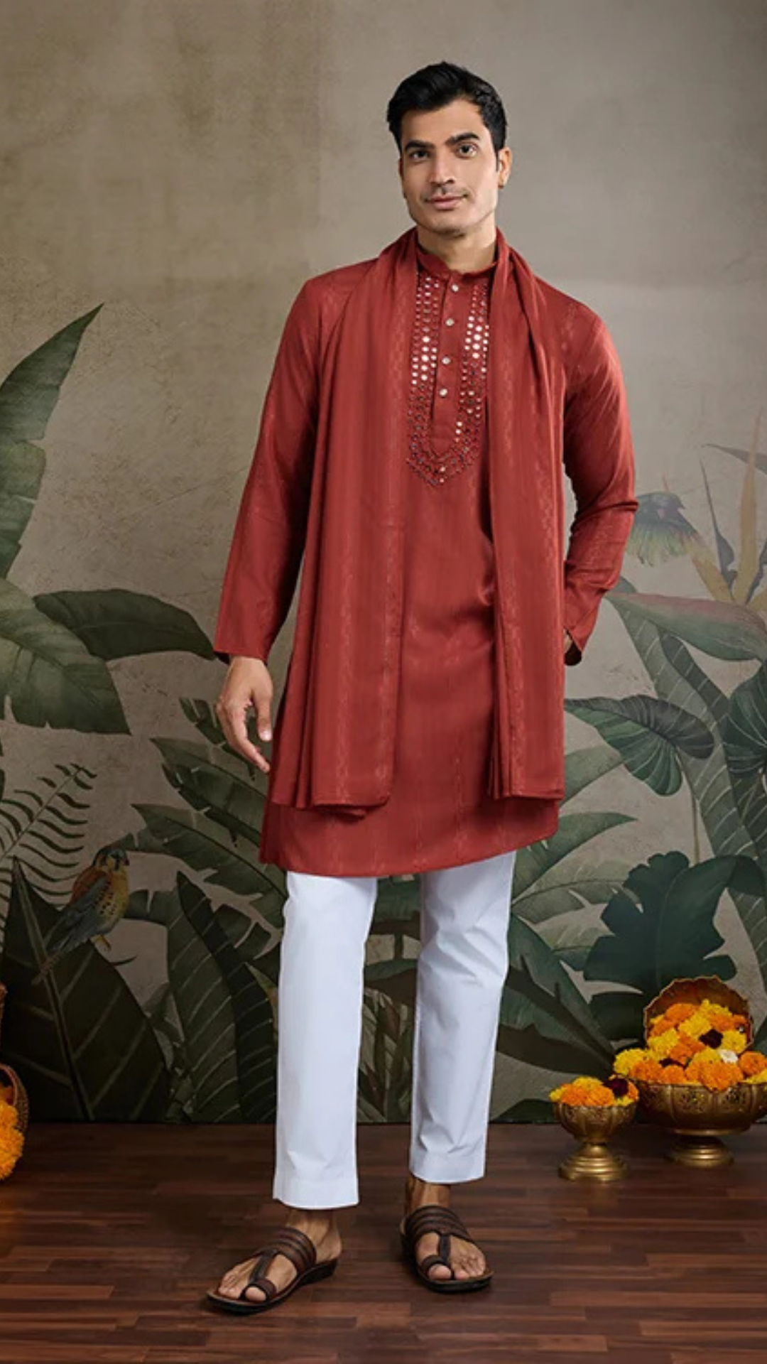Festive Rust Orange Ultimate Guide to Menswear Kurta & Dupatta