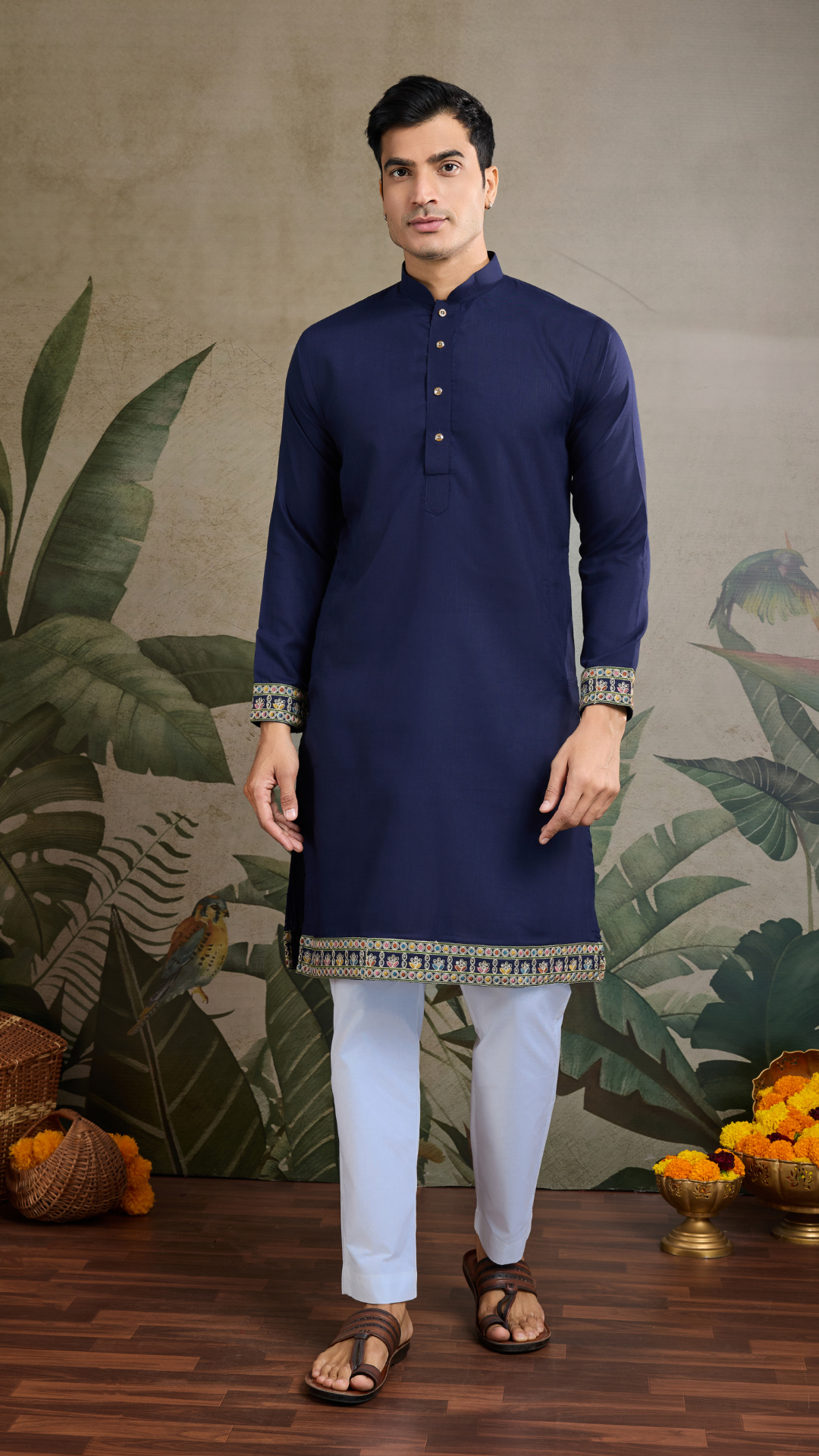 Stylish Navy Men's Kurta Koti Set – Elegant & Trendy