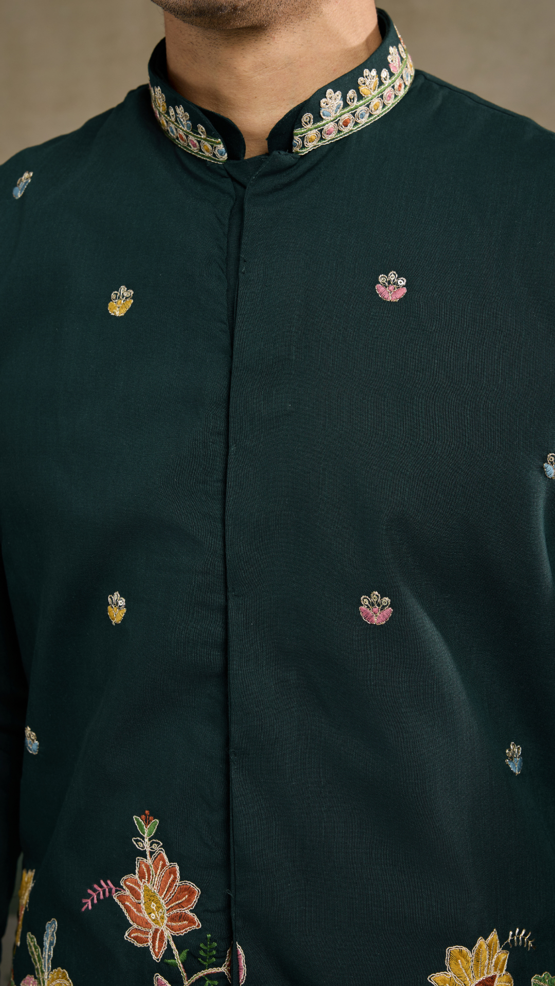 Stylish Green Men's Kurta Koti Set – Trendy & Elegant