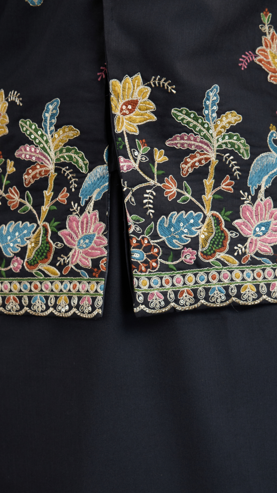 Designer Black Kurta with Embroidered Koti – Elegant Style