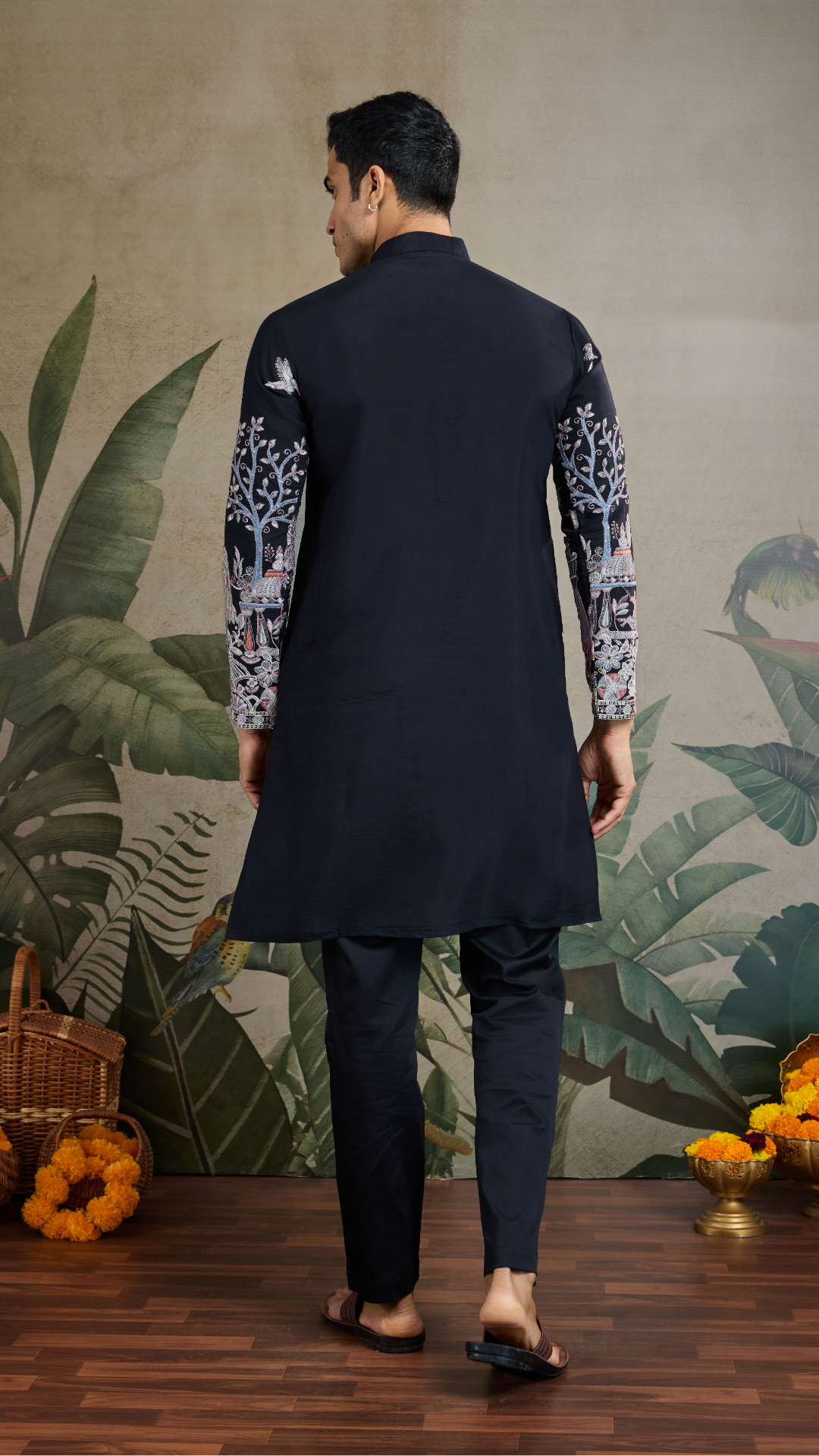 Beautiful Black Viscose Silk Kurta Mens wear Collection