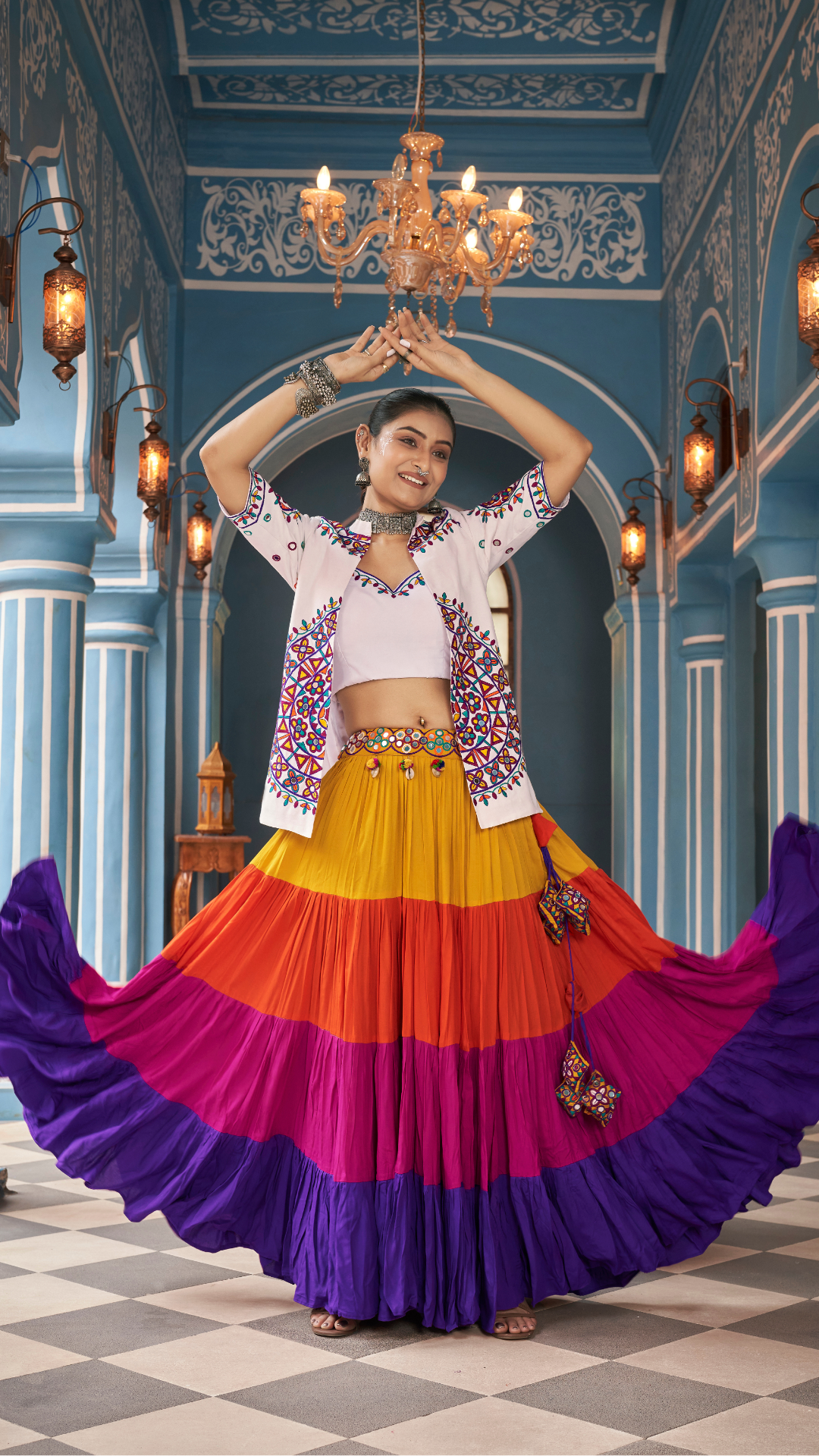 White Color Jacket Style Chaniya Choli for Navratri