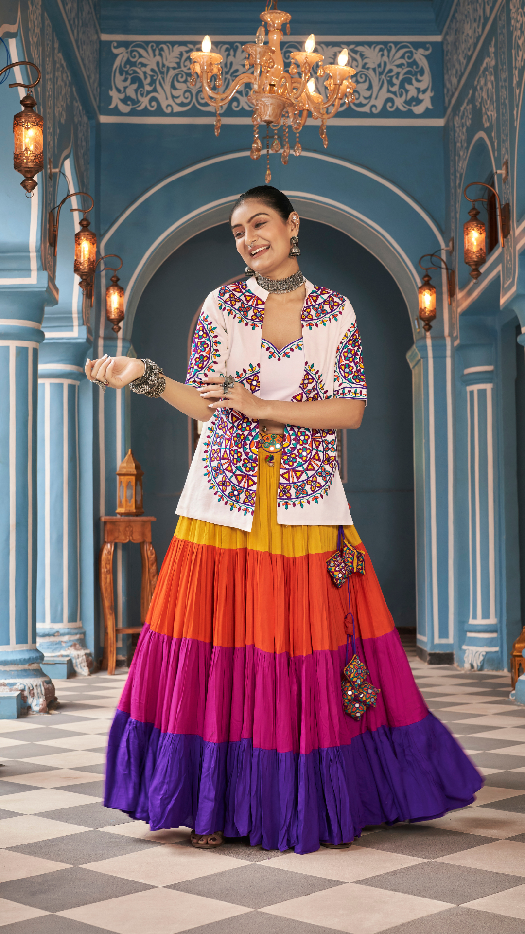 White Color Jacket Style Chaniya Choli for Navratri