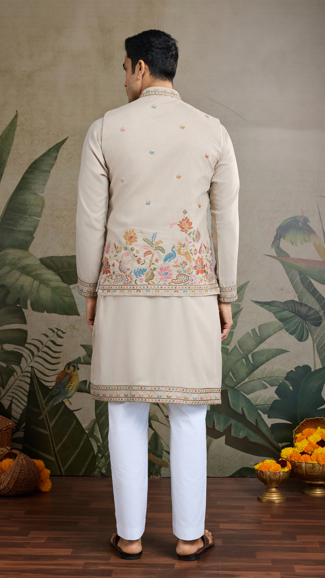 Stylish Ivory Men's Kurta Koti Set – Elegant & Trendy