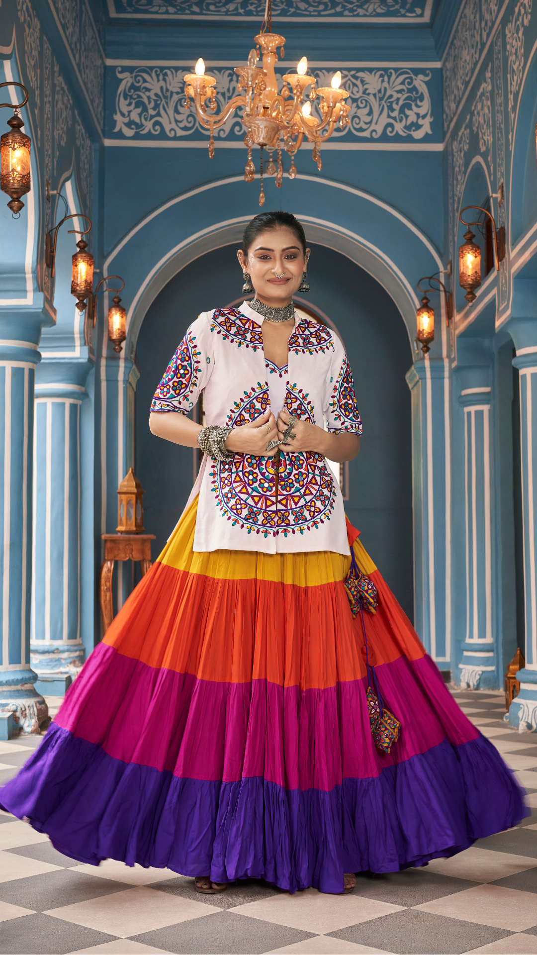White Color Jacket Style Chaniya Choli for Navratri