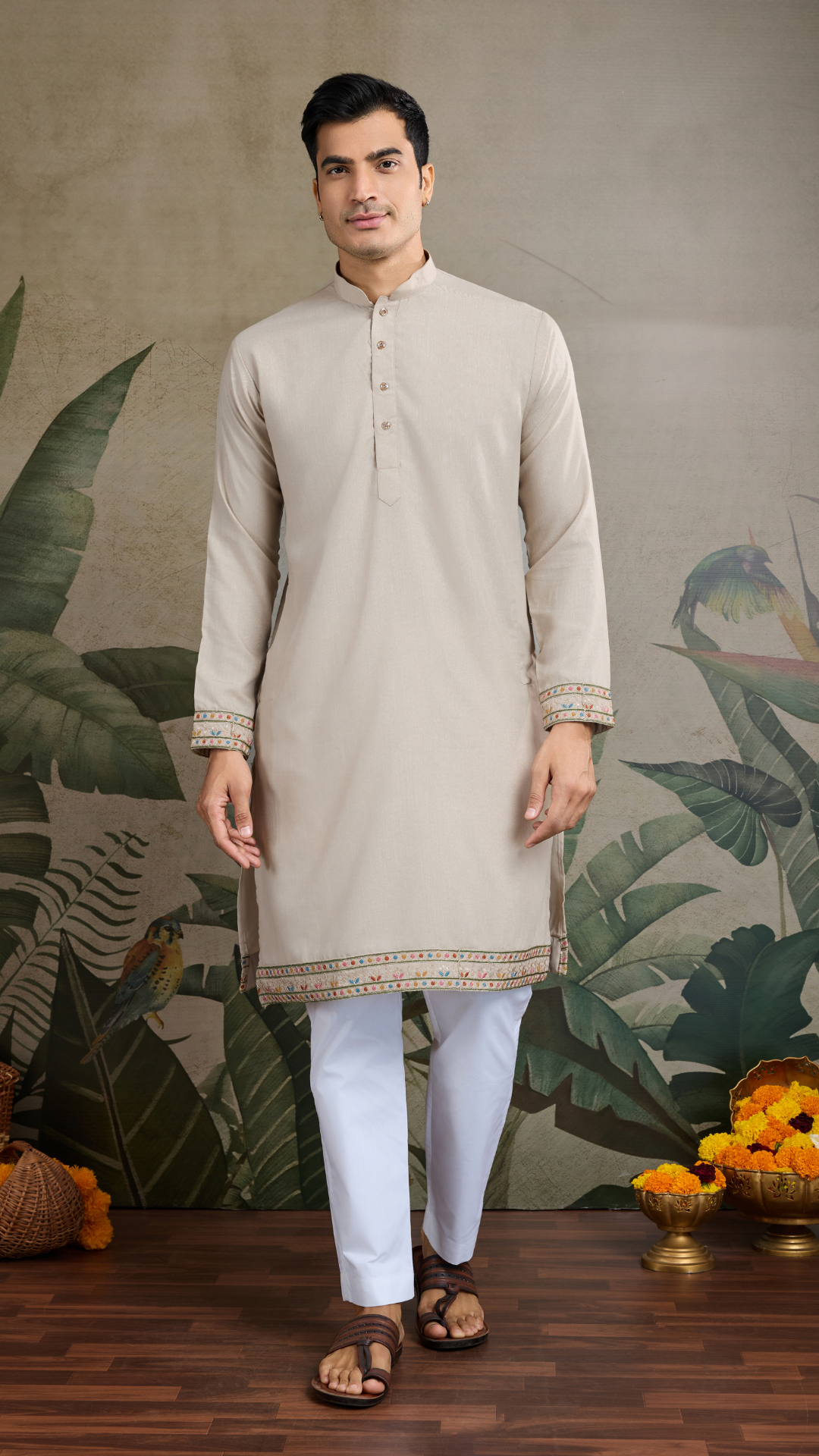 Stylish Ivory Men's Kurta Koti Set – Elegant & Trendy