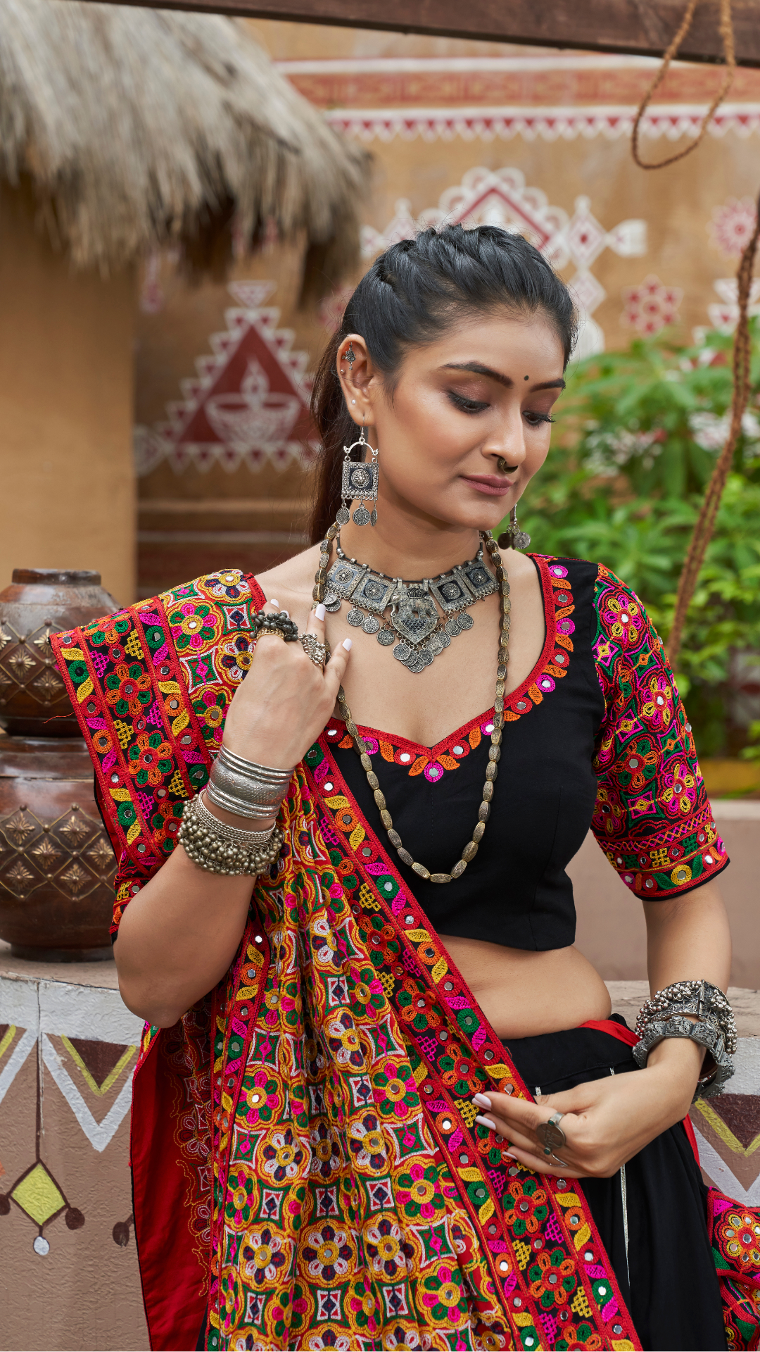Heavy Dupatta with Black Chaniya Choli for Navratri