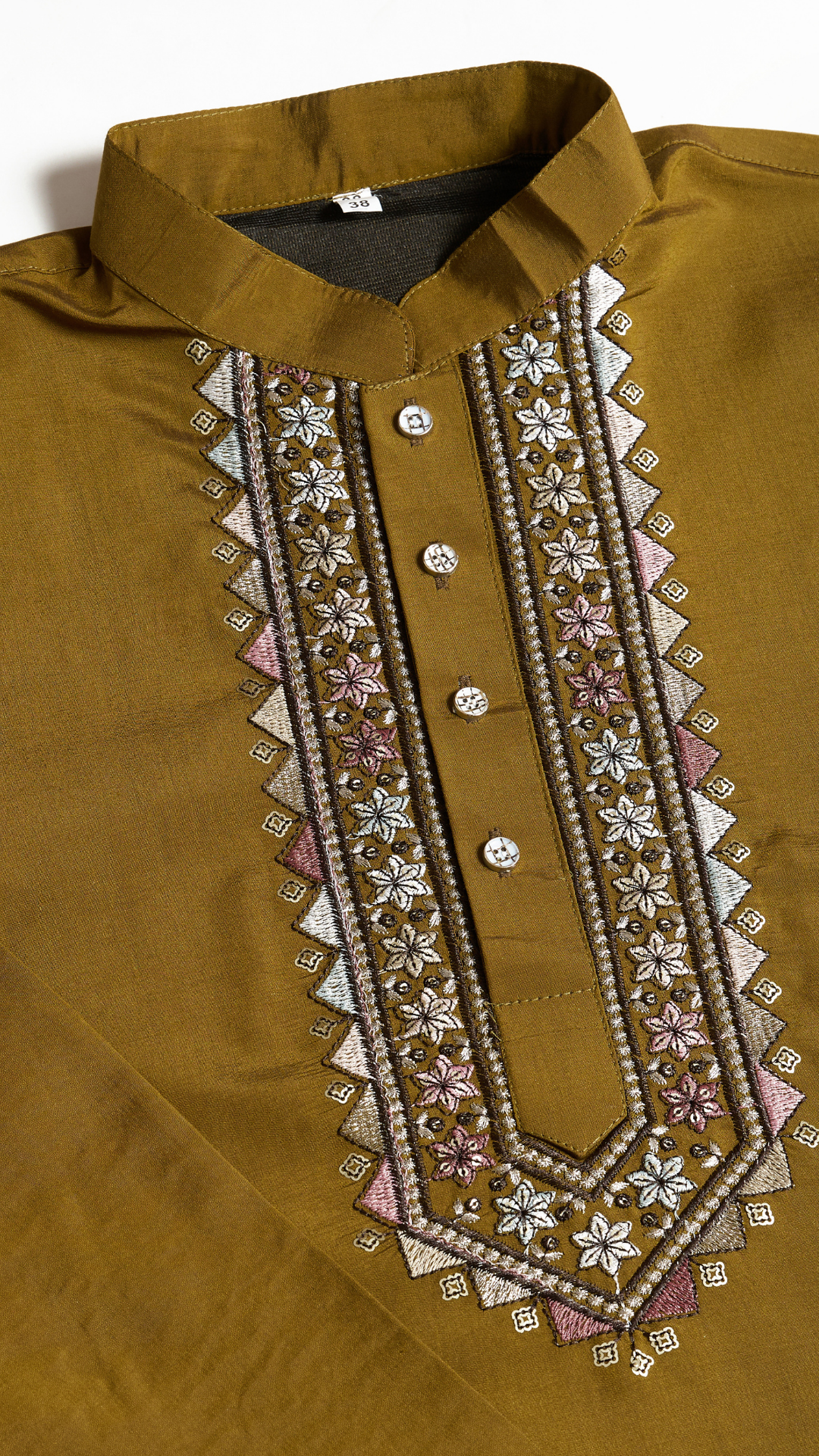 Golden Olive Open Koti Style Kurta Pajama Set for Men