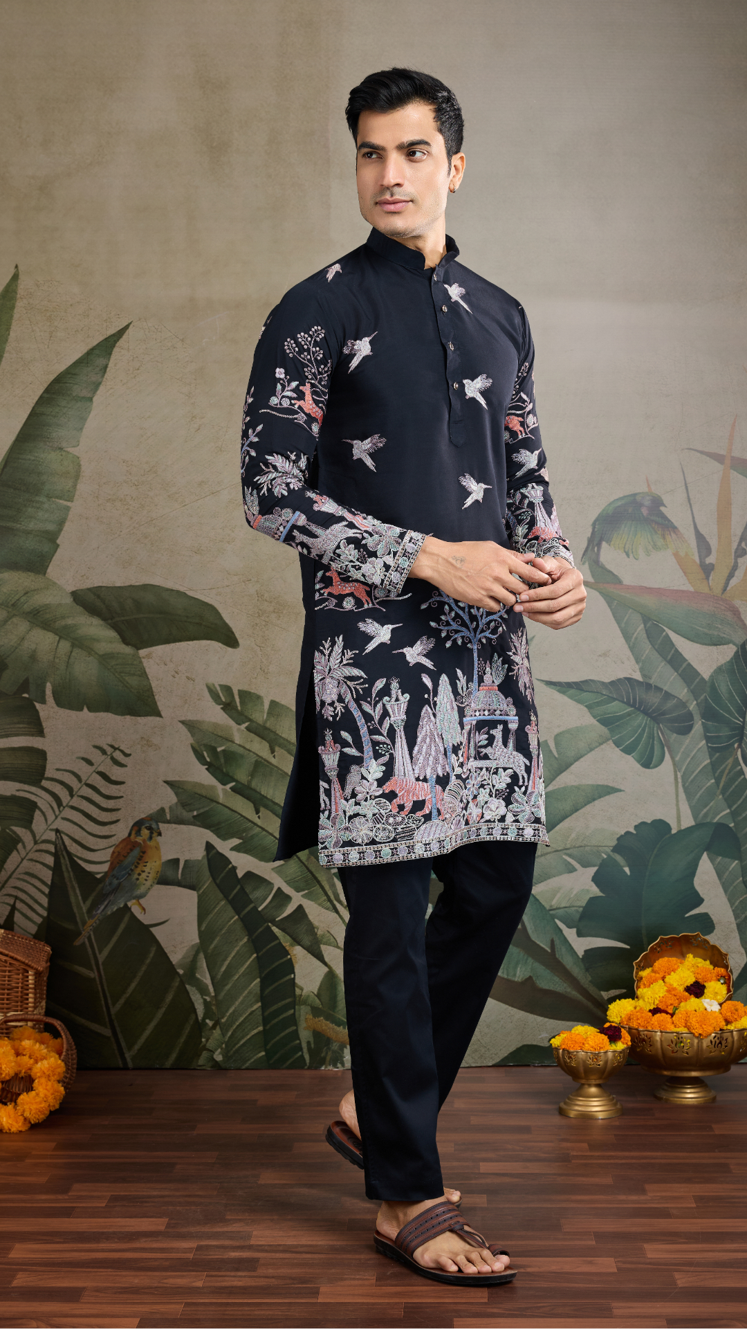 Beautiful Black Viscose Silk Kurta Mens wear Collection