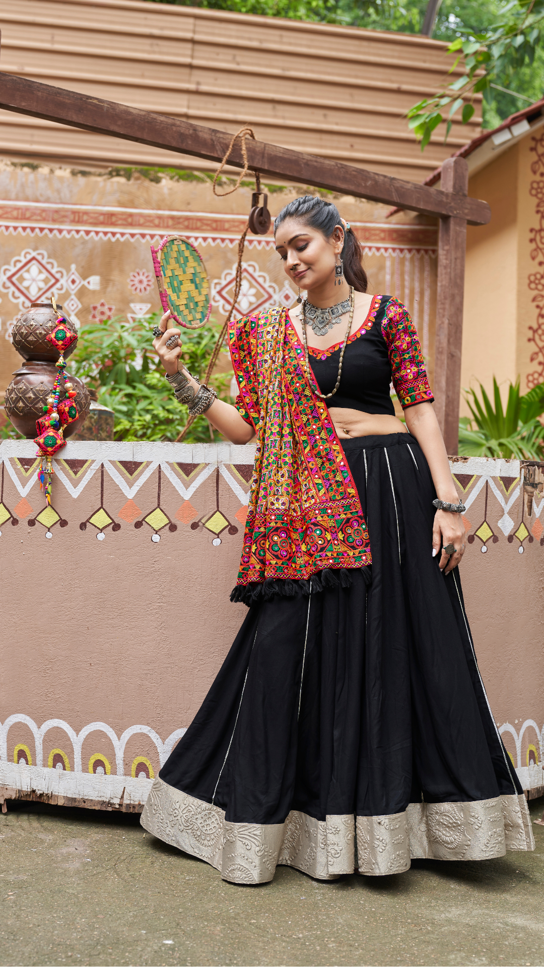 Heavy Dupatta with Black Chaniya Choli for Navratri