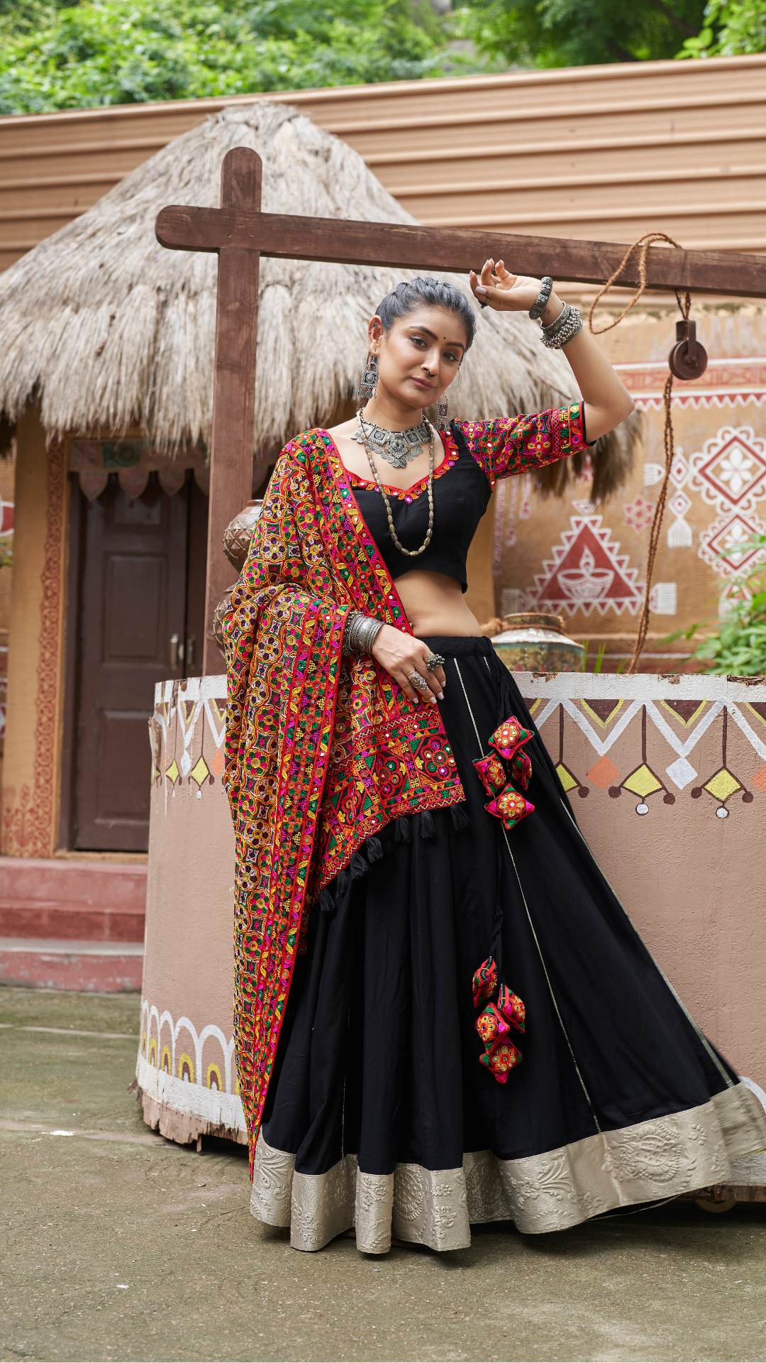 Heavy Dupatta with Black Chaniya Choli for Navratri