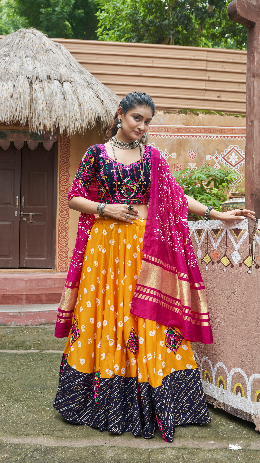 Beautiful Print with Yellow Chaniya Choli for Navratri
