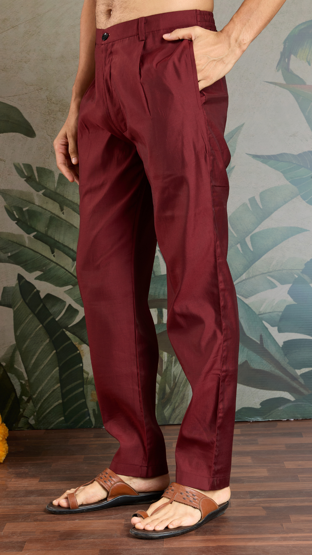 Wedding Special Maroon Kurta Pajama with Open Koti for Men