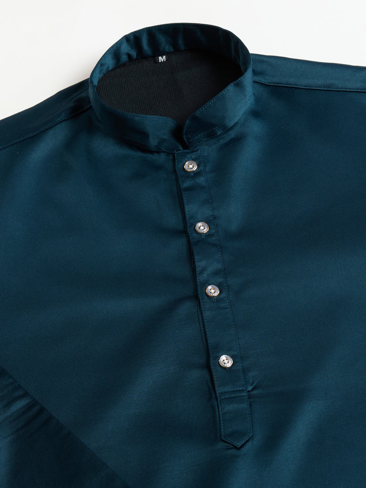 Teal Blue Embroidered Kurta Koti Set for Men