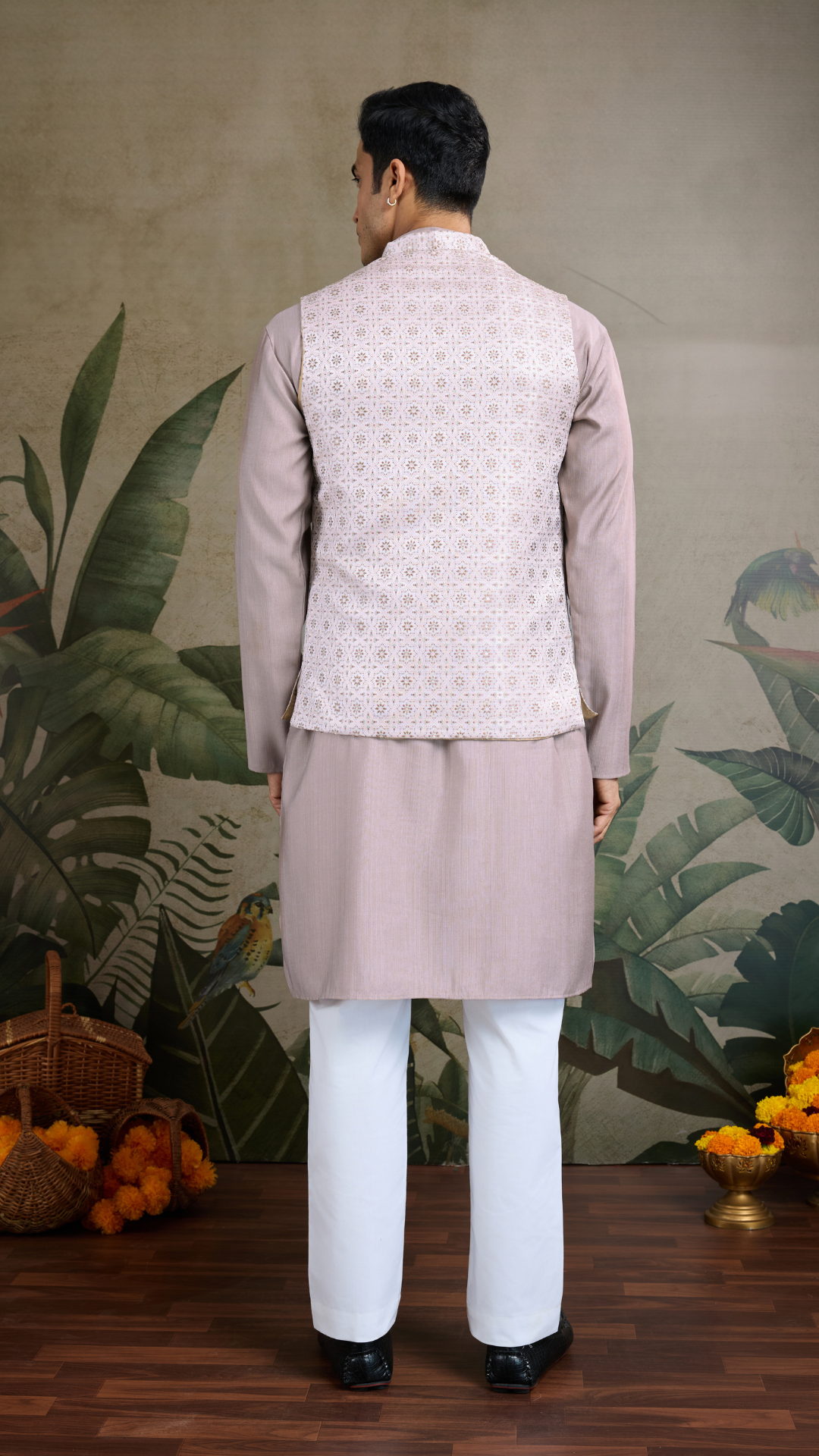 Designer Lavender Kurta & Open Koti for Men