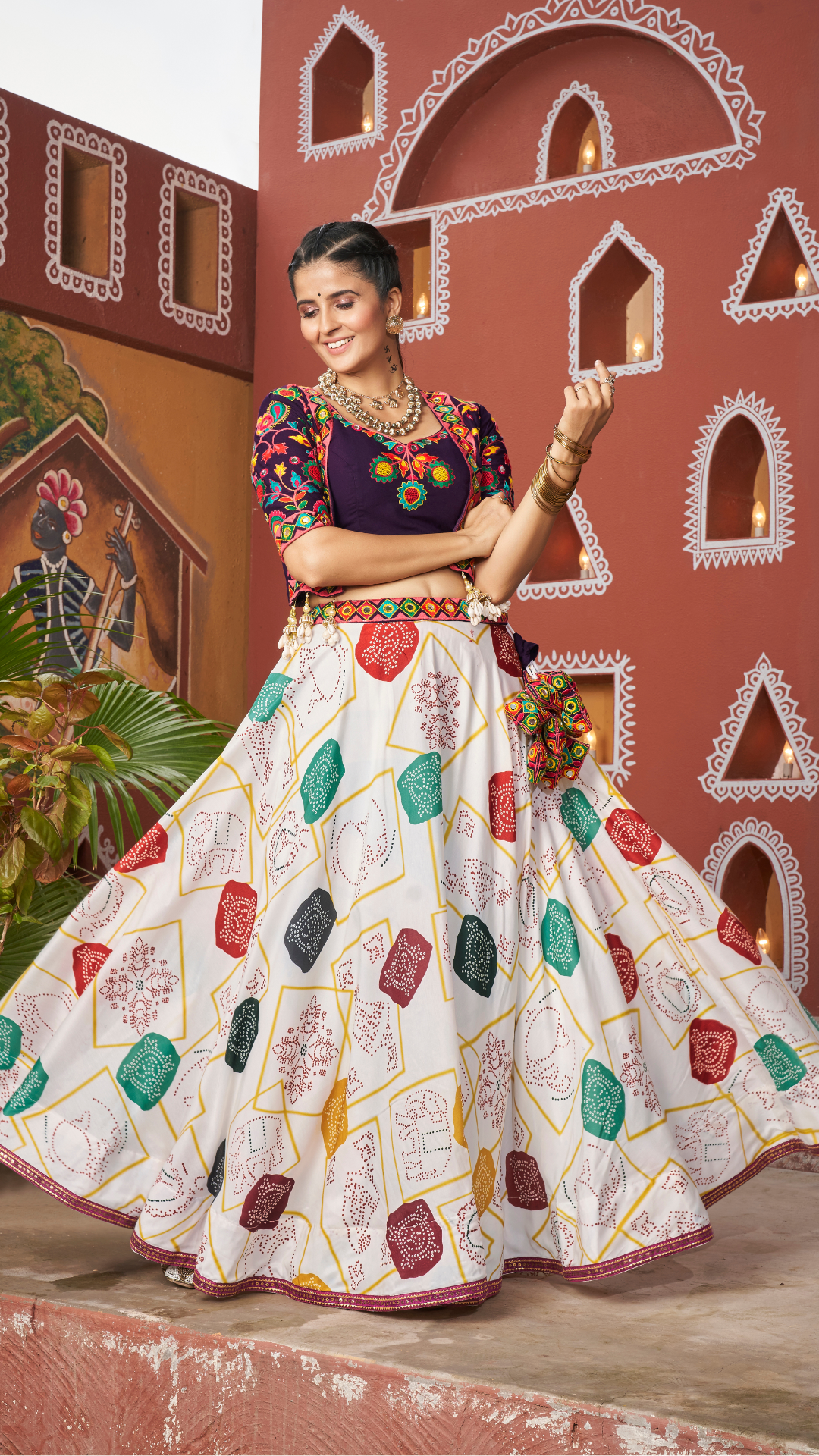 Beautiful White Jacket Style Navratri Lehenga Choli