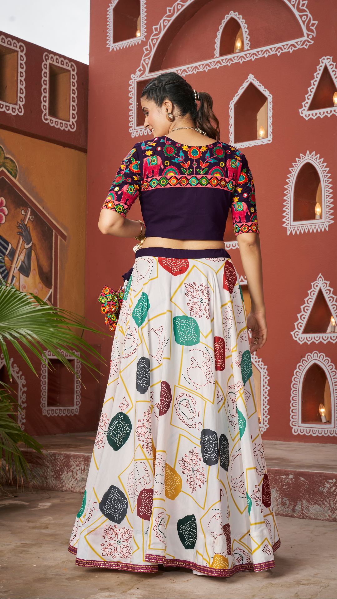 Beautiful White Jacket Style Navratri Lehenga Choli
