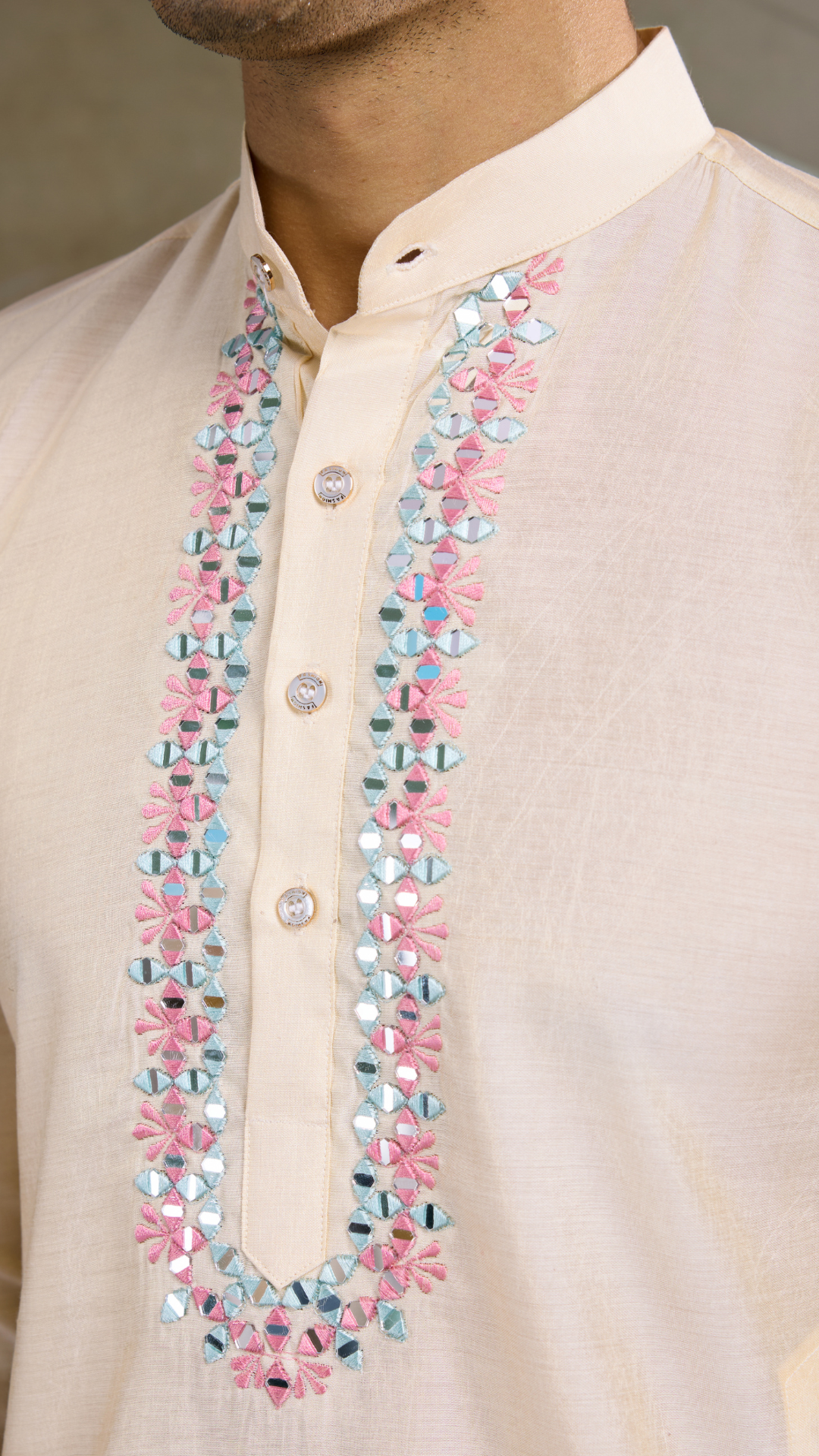Traditional Beige Kurta Set with Koti Jacket
