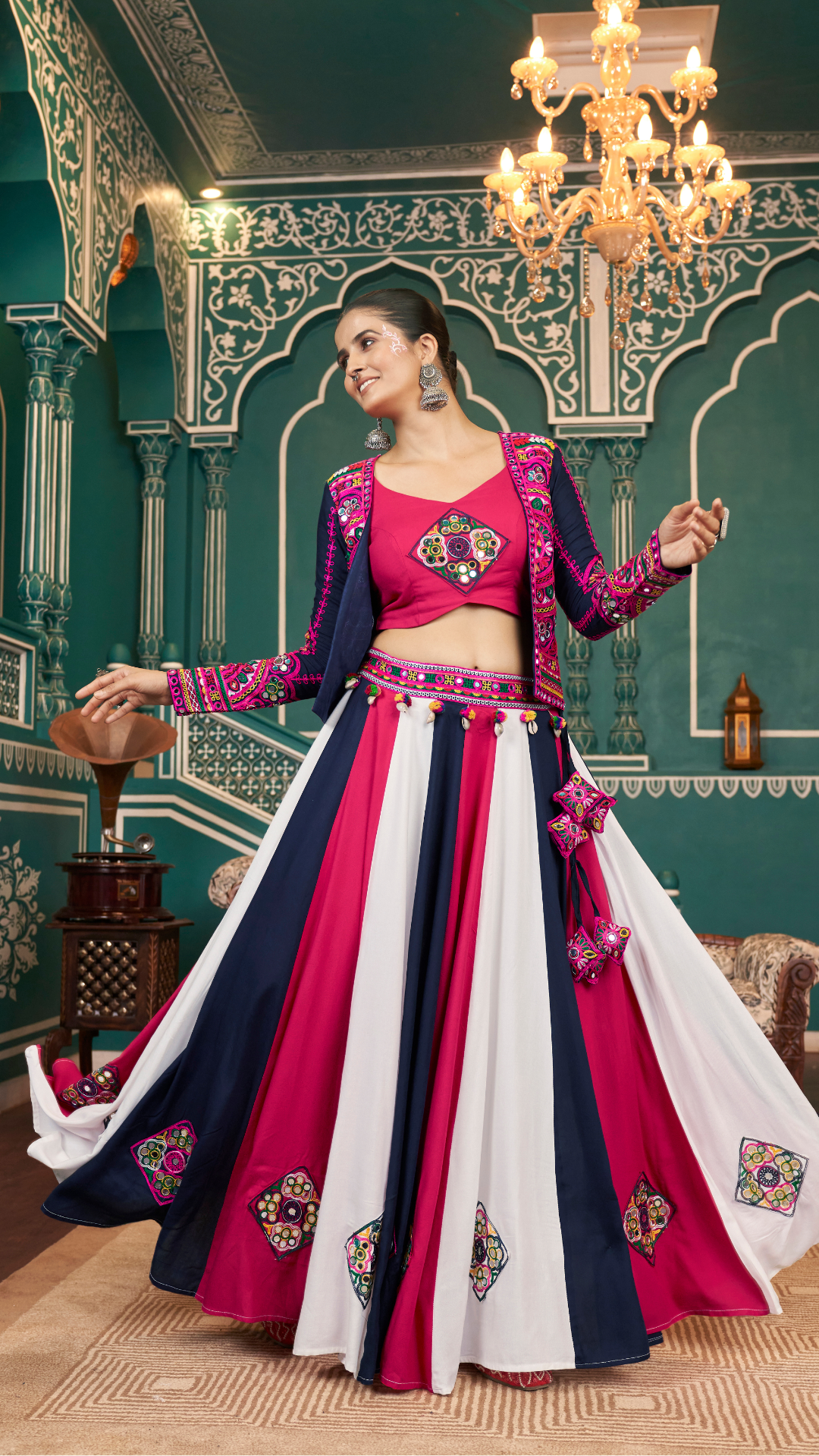 Beautiful Multi Color Jacket Style Chaniya Choli for Navratri