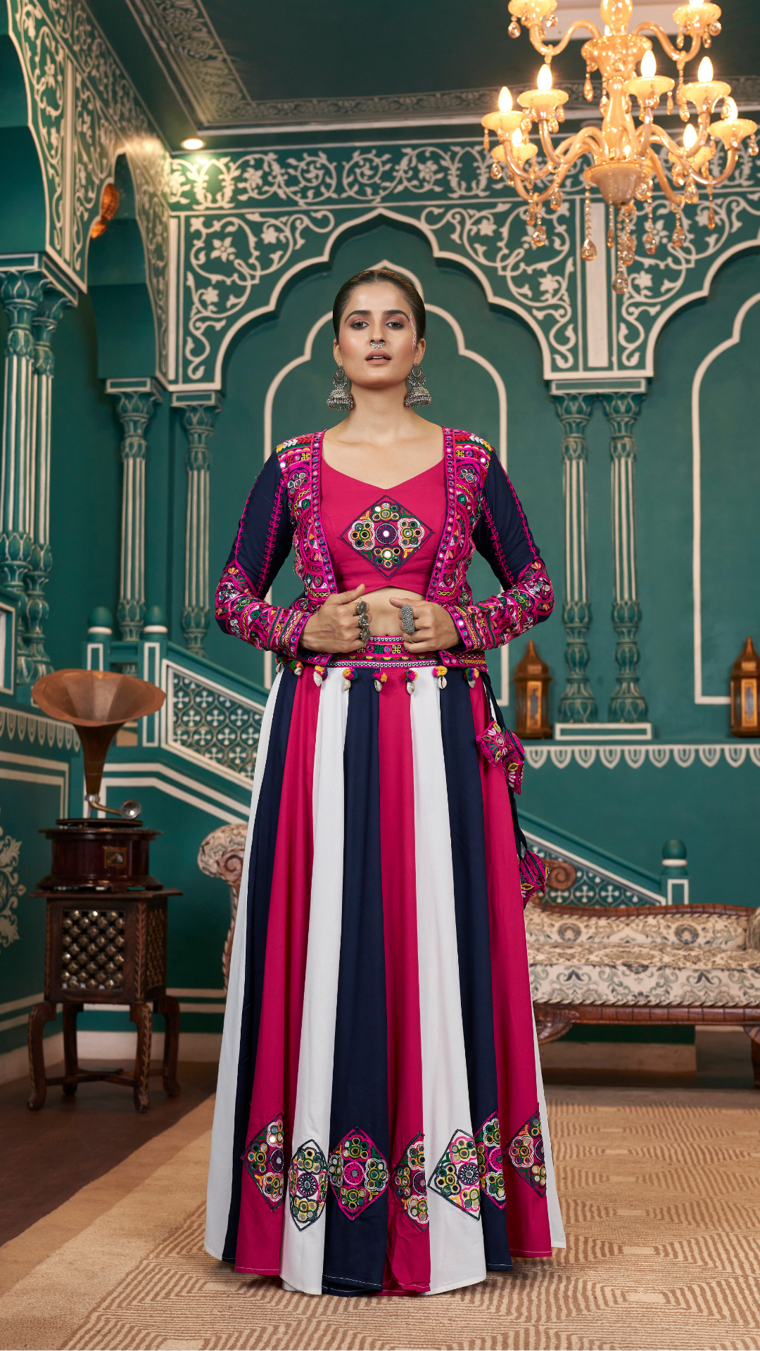 Beautiful Multi Color Jacket Style Chaniya Choli for Navratri