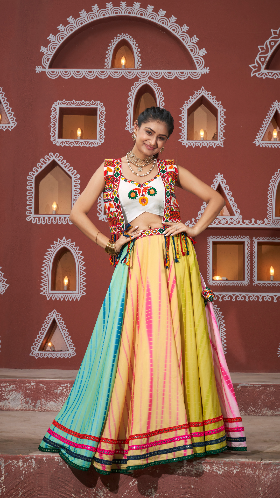 Jacket Style Beautiful Multi Color Chaniya Choli for Navratri