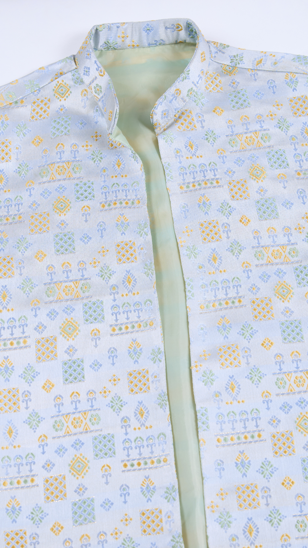 Festive Wear Blue Silk Kurta with Jacquard Koti